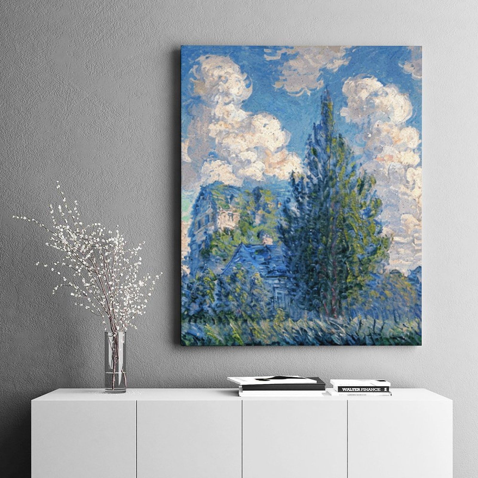 Amazon | 数字油絵 青い空と白い雲 デジタル油絵 キャンバスの油絵