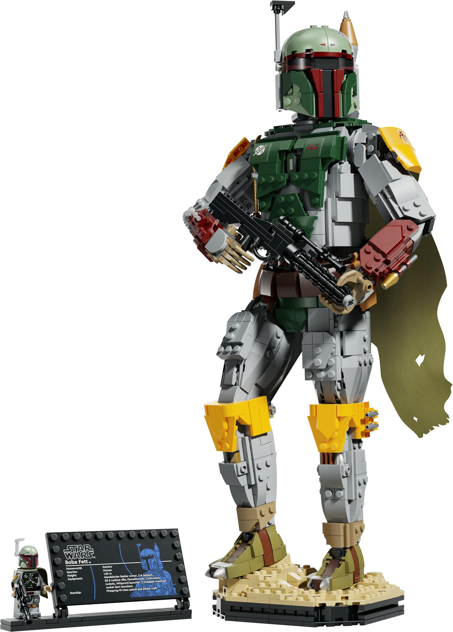 LEGO Star Wars: Die Rückkehr der Jedi-Ritter Boba Fett Figur - mit Helm, Blaster & Kopfgeldjäger Minifigur - Regal oder Schreibtisch Deko - Geschenkidee für die Rückkehr der Jedi Fans - 75455