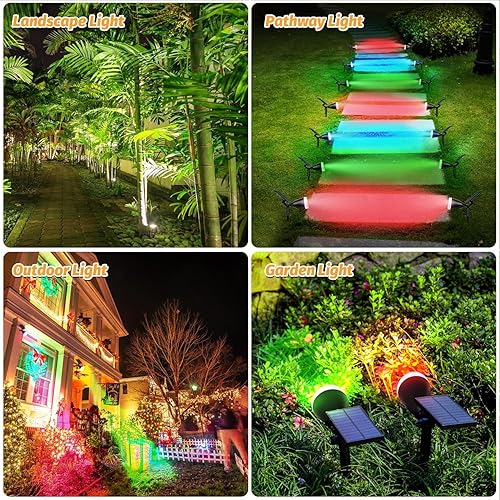 Miniatura 3 de NOVELUX Luces solares impermeables para exteriores, 9 modos de iluminación, luces solares IP65 para exteriores, paisaje, jardín, patio, focos