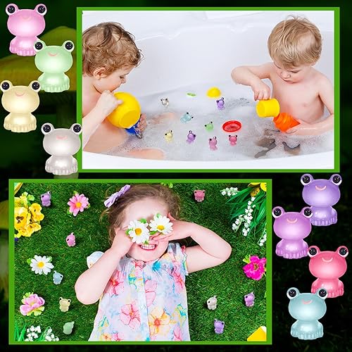 Miniatura 6 de Liliful 48 figuras de mini rana luminosas de resina que brillan en la oscuridad, animales de resina lindos animales en miniatura, mini figuras de