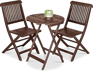 Best Choice Products 3-Piece Acacia Wood Bistro Set, Folding Patio Furni...