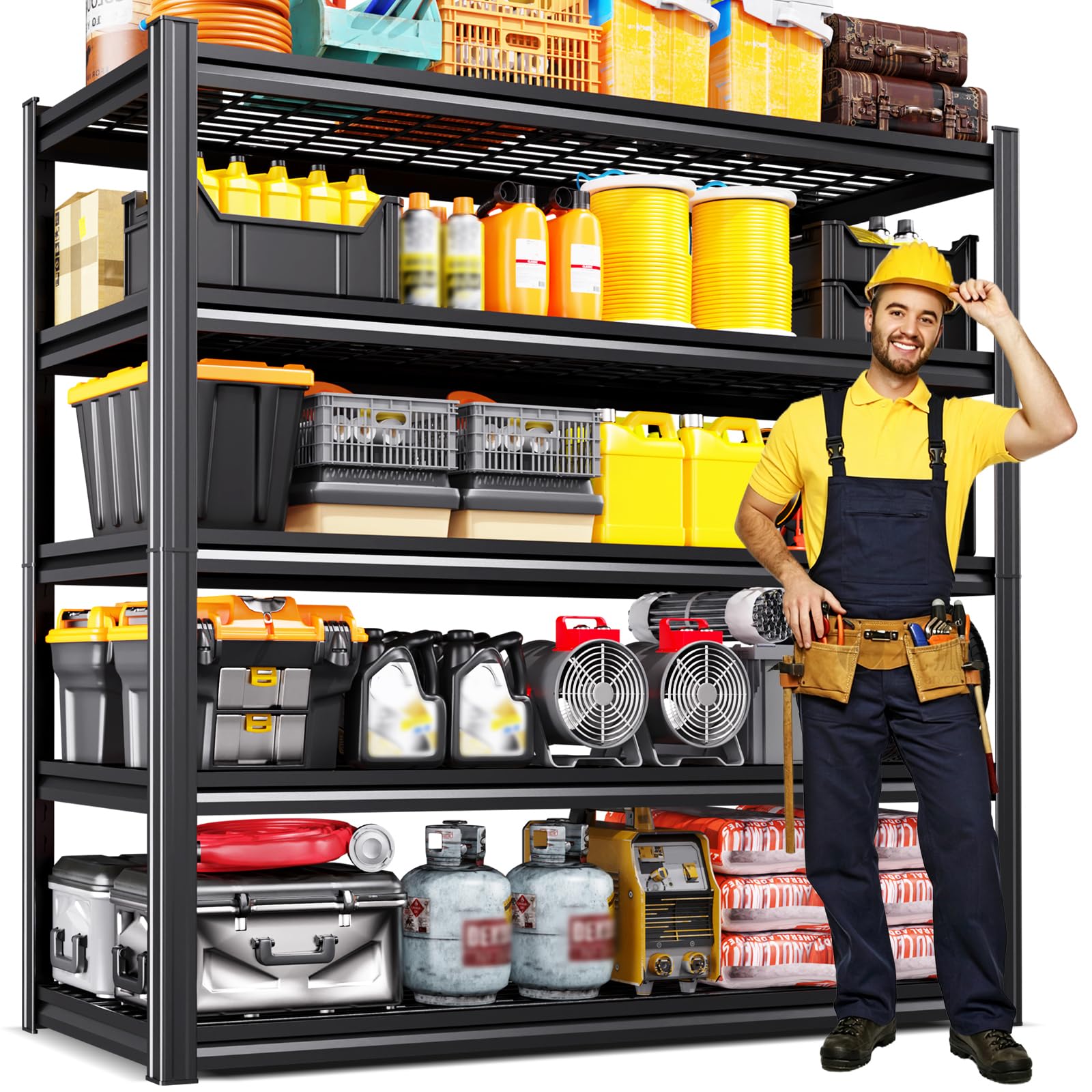 72" H x 59" W x 20" D Heavy Duty Garage Shelving, 5-Tier Adjustable All Metal Wire Shelving Unit for Tools, Storage Bins Utility Storage Rack for Garage, Warehouse, Workshop &amp; Basement