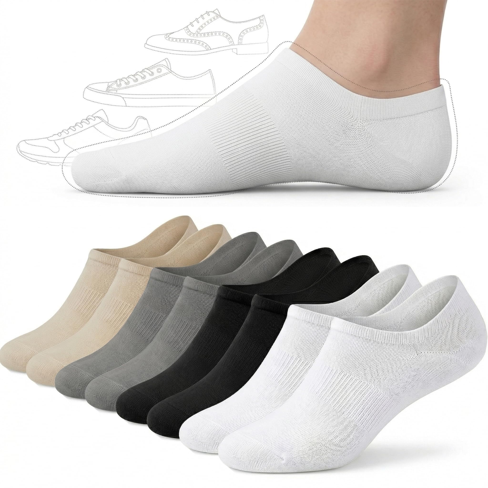 No Show Socks Women, Non Slip Low Cut Ankle Socks for Sneakers, Non-Binding Casual Athletic Invisible Liners