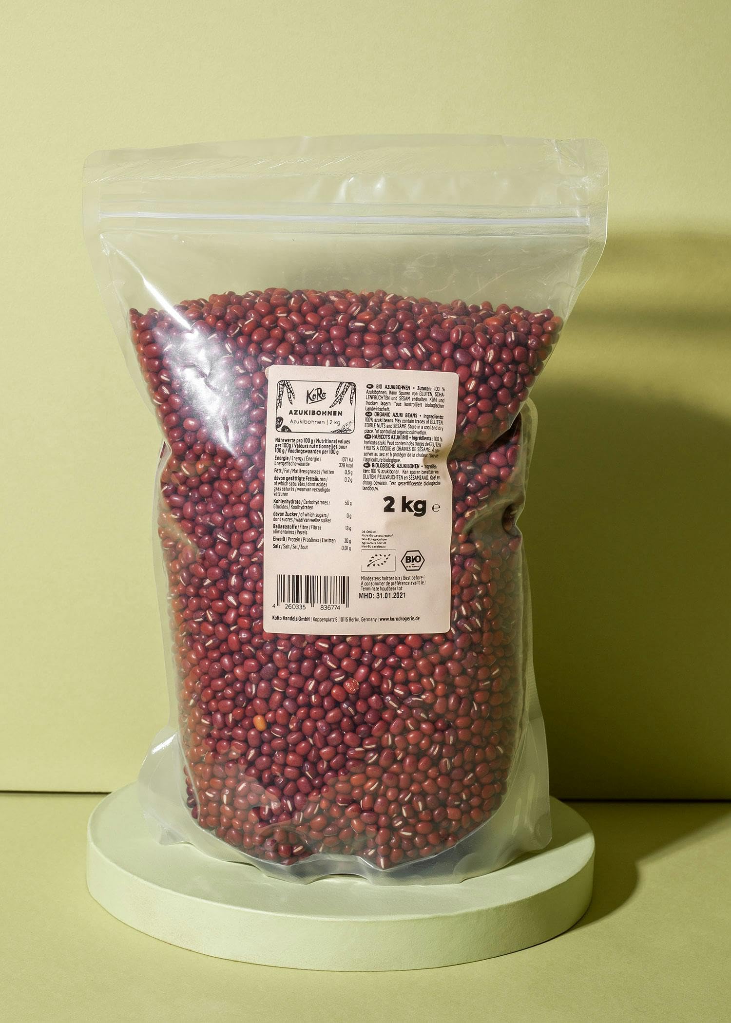 KoRo - Fagioli Azuki bio 2 kg - maxi formato - versatili e da agricoltura biologica - per zuppe, contorni e perfino dolci
