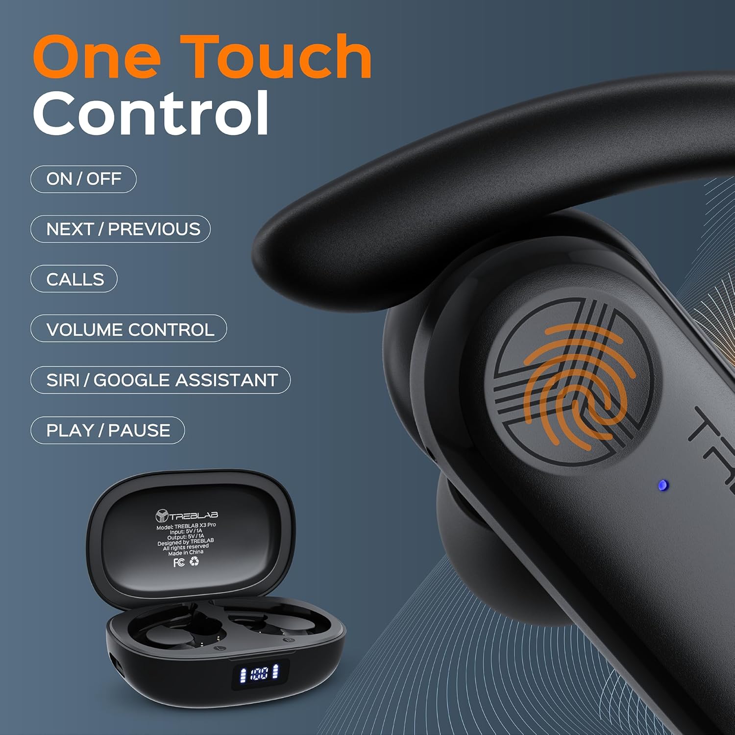 TREBLAB X3 Pro - Workout True Wireless Earbuds, Comfortable Earhooks, Bluetooth 5.3, Noise Isolation, 145H Playtime, IPX5 Waterproof, 2 Mics for Calls, Sport Bluetooth Earbuds (Renewed) - Image 8