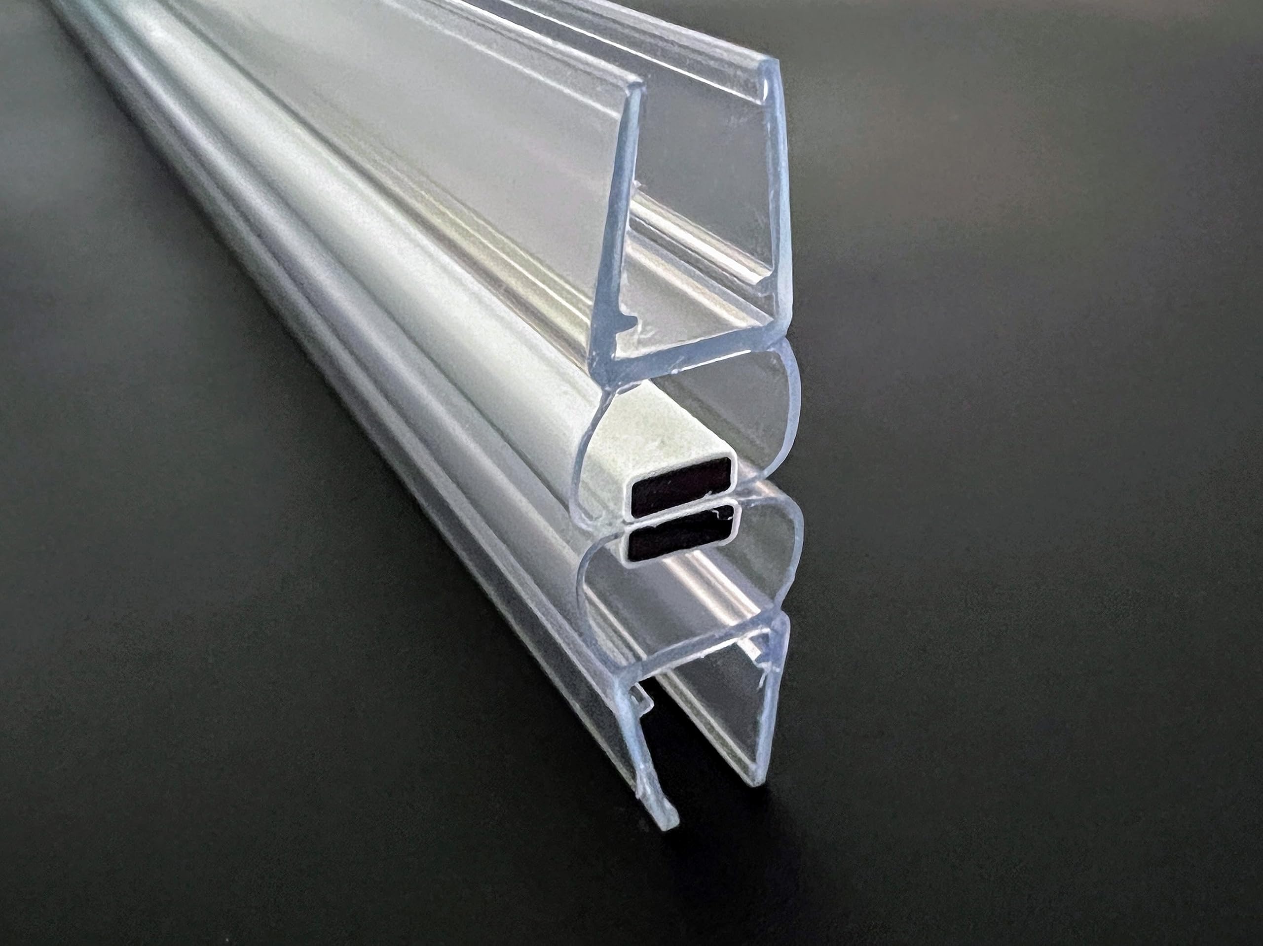 Kristhal Magnetische Duschdichtung 180° fluchtend (1 Paar) | 200cm Länge für 6mm & 8mm Glasdicke | Magnetdichtung für Duschtür, Pendeltür & Glastür | Transparent Duschprofil Made in Germany