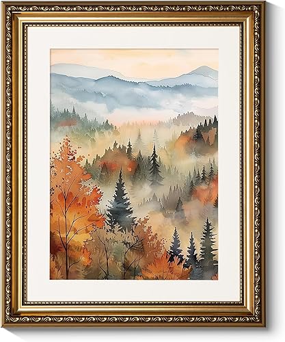 Miniatura 71 de ARPEOTCY Arte de Pared Vintage con Marco Dorado, Paisaje Retro de Jardines y Cielo, 20x25 cm Pequeños Cuadros en Lienzo con Marco Antiguo, Pinturas