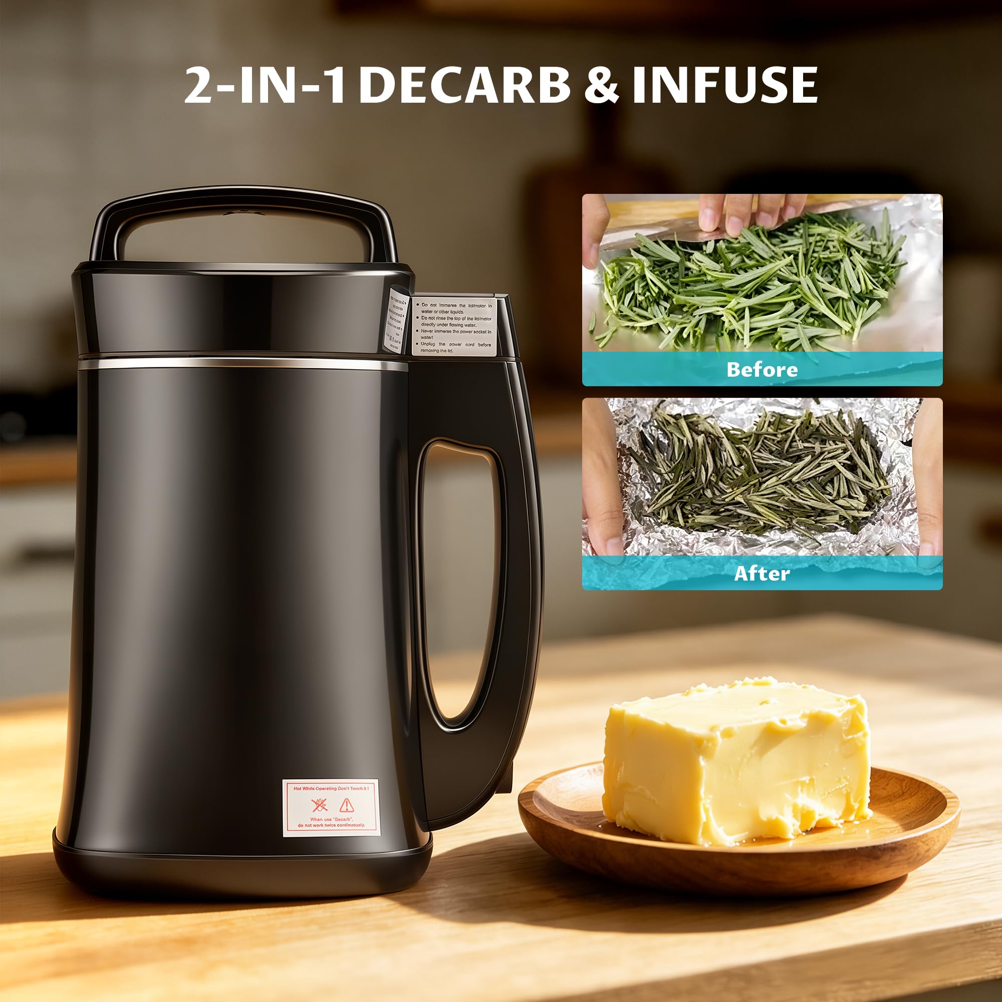 Lichamp Kräuteraufgussmaschine, 304 Edelstahl Butter & Ölbereiter zum Aufgießen von Kräutern, Gewürzen in Butter, Öl und Tinkturen