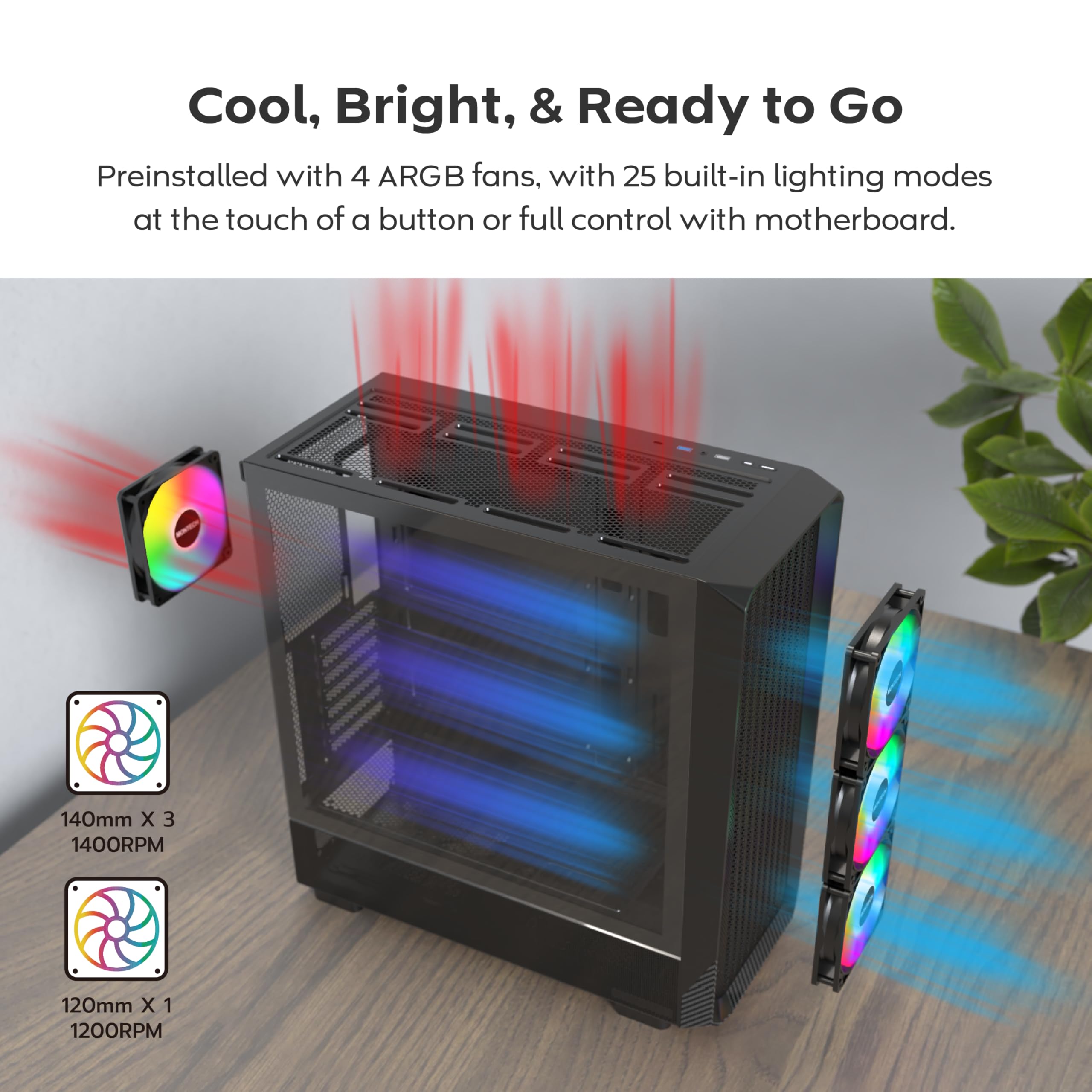 Amazon.com: MONTECH X5- ATX Mid-Tower Gaming PC Case, High Airflow