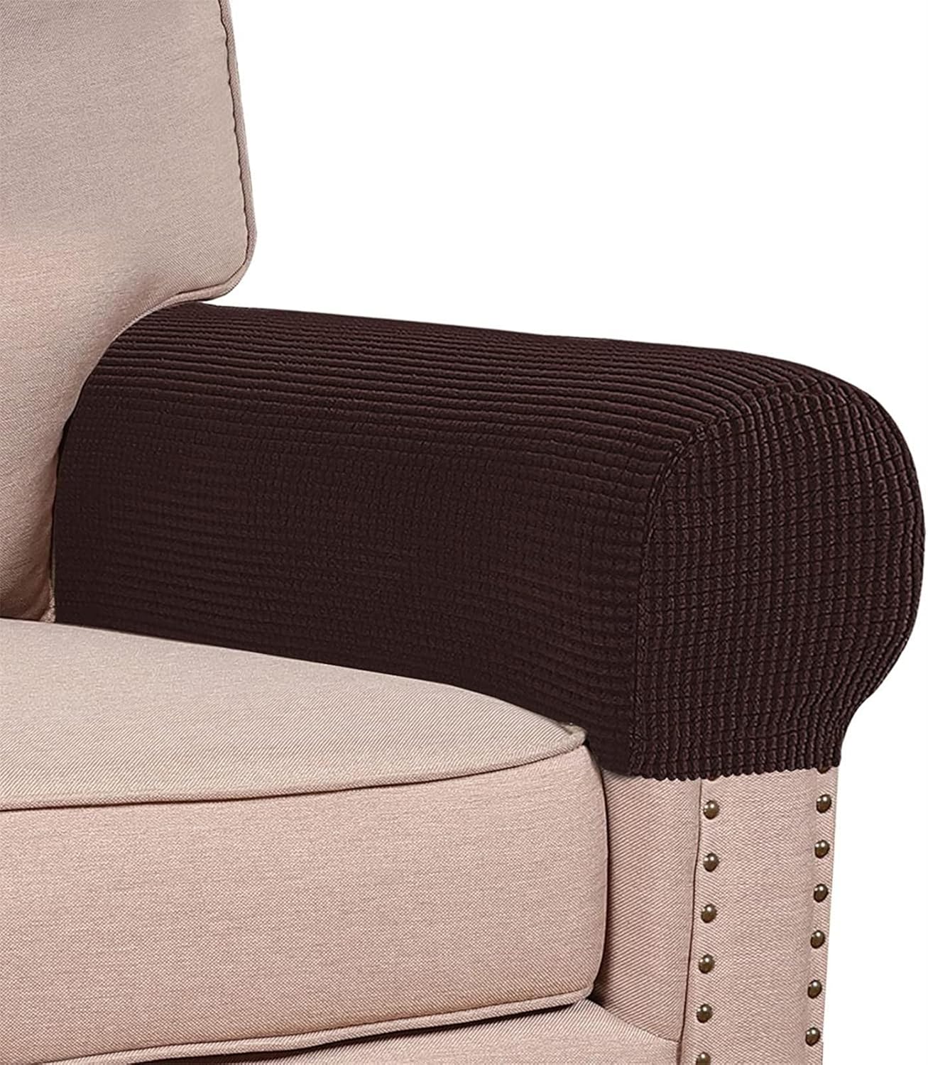 Amazon｜ソファアームレストカバー弾性ソファアームレストプロテクターアームチェアカウチアームレストカバー滑り止めスパンデックスポリエステル