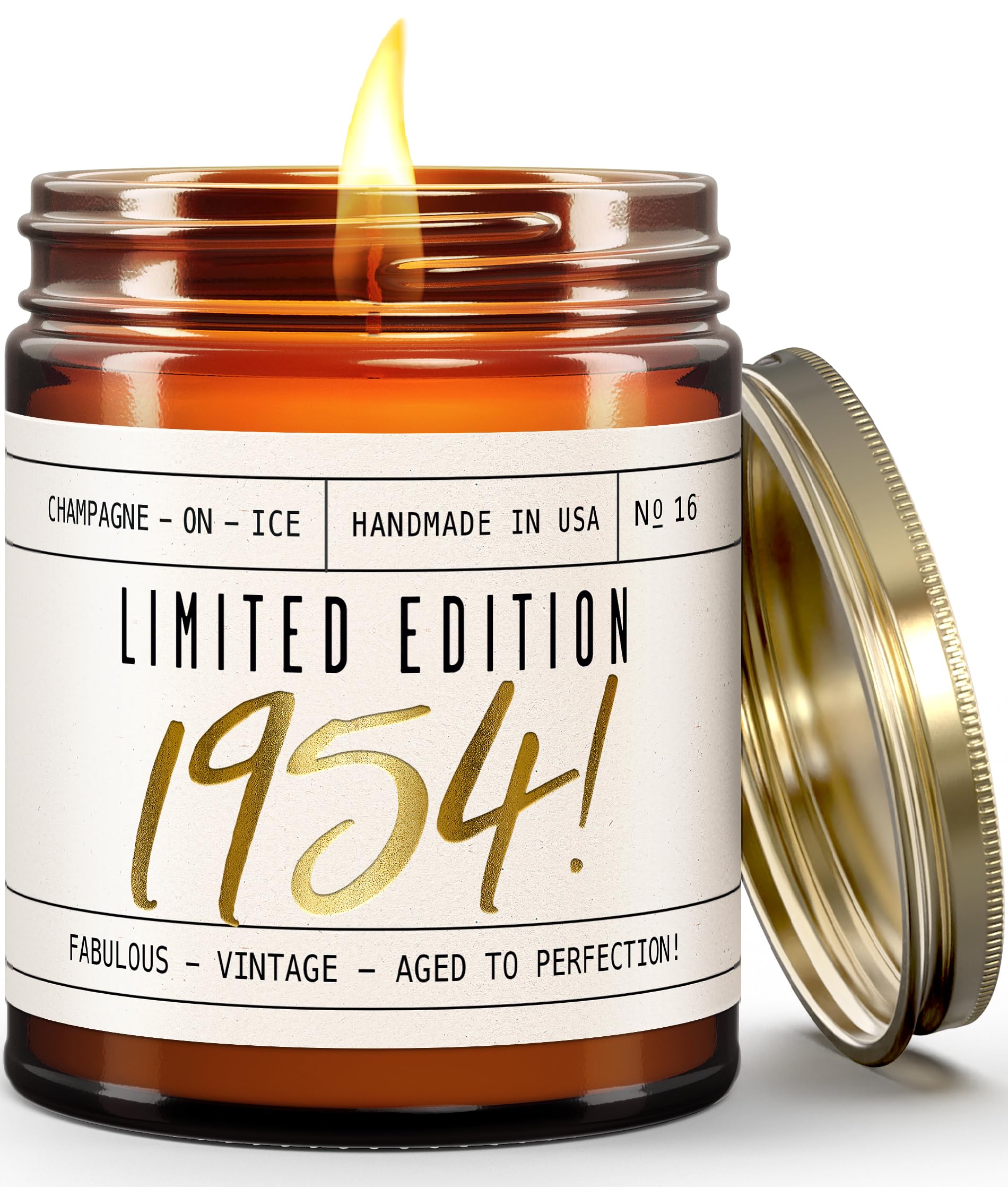 Soja-Kerze zum 72. Geburtstag für Frauen – Limitierte Edition 4,963.2 cm, mit Champagner auf Eis, Geschenk zum 72. Geburtstag für sie, wiederverwendbar, 266 ml, 50 Stunden Brenndauer, hergestellt in