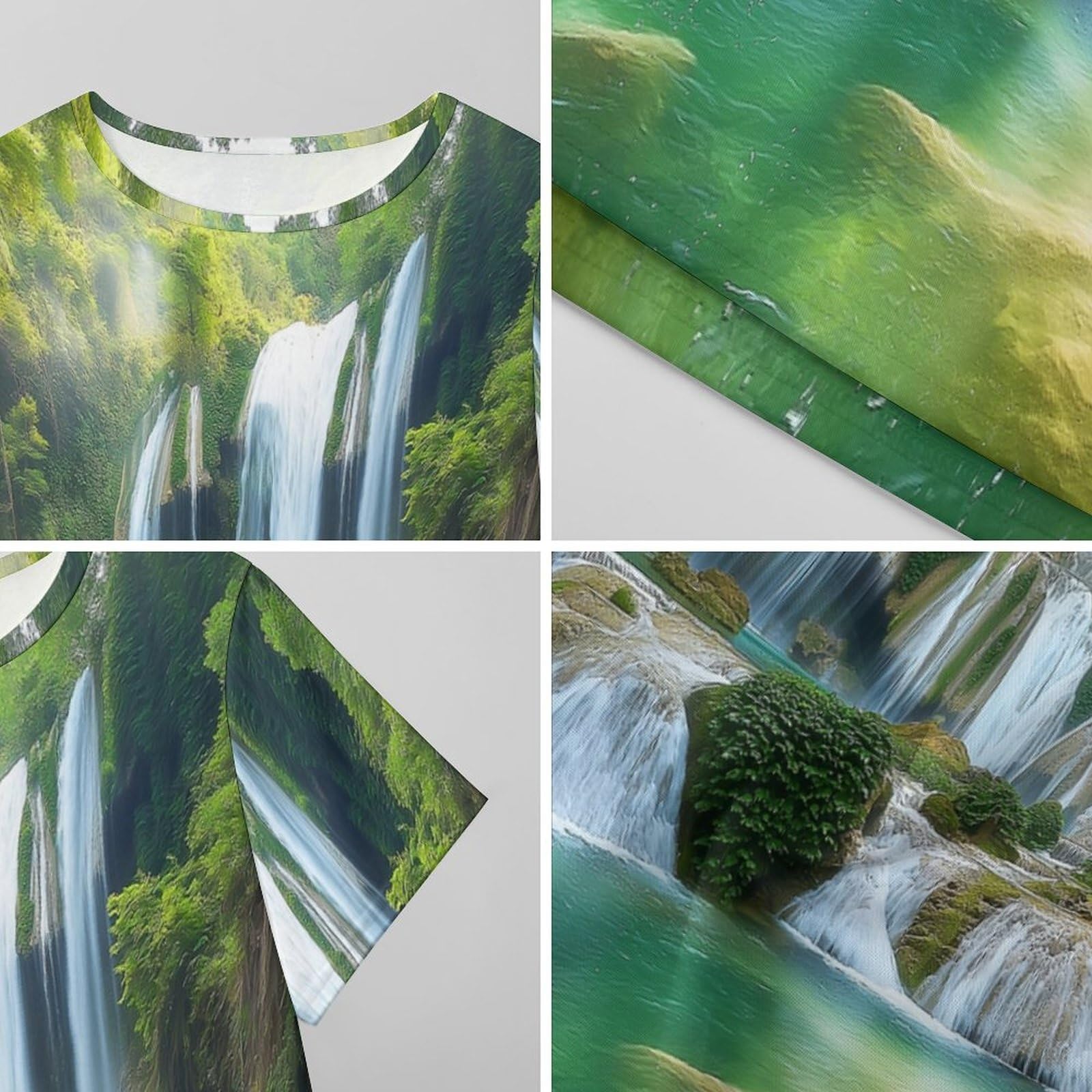 Camisones De Mujer - Paisaje De Cascada Camisón De Manga Corta para Estar En Casa Tallas S-3Xl Holgado Largo Suave para El Verano.