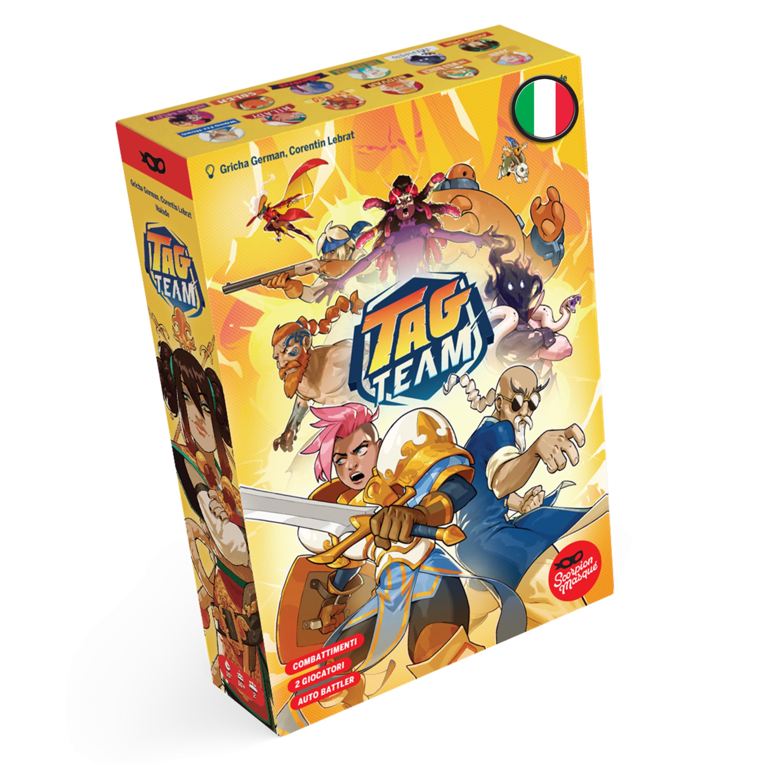 Asmodee Tag Team - 1vs1 Strategic Duels with 12 Fighters and 66 Combinations, 2 Players, 10+ Years, 20-30 Minutes, Italian Edition