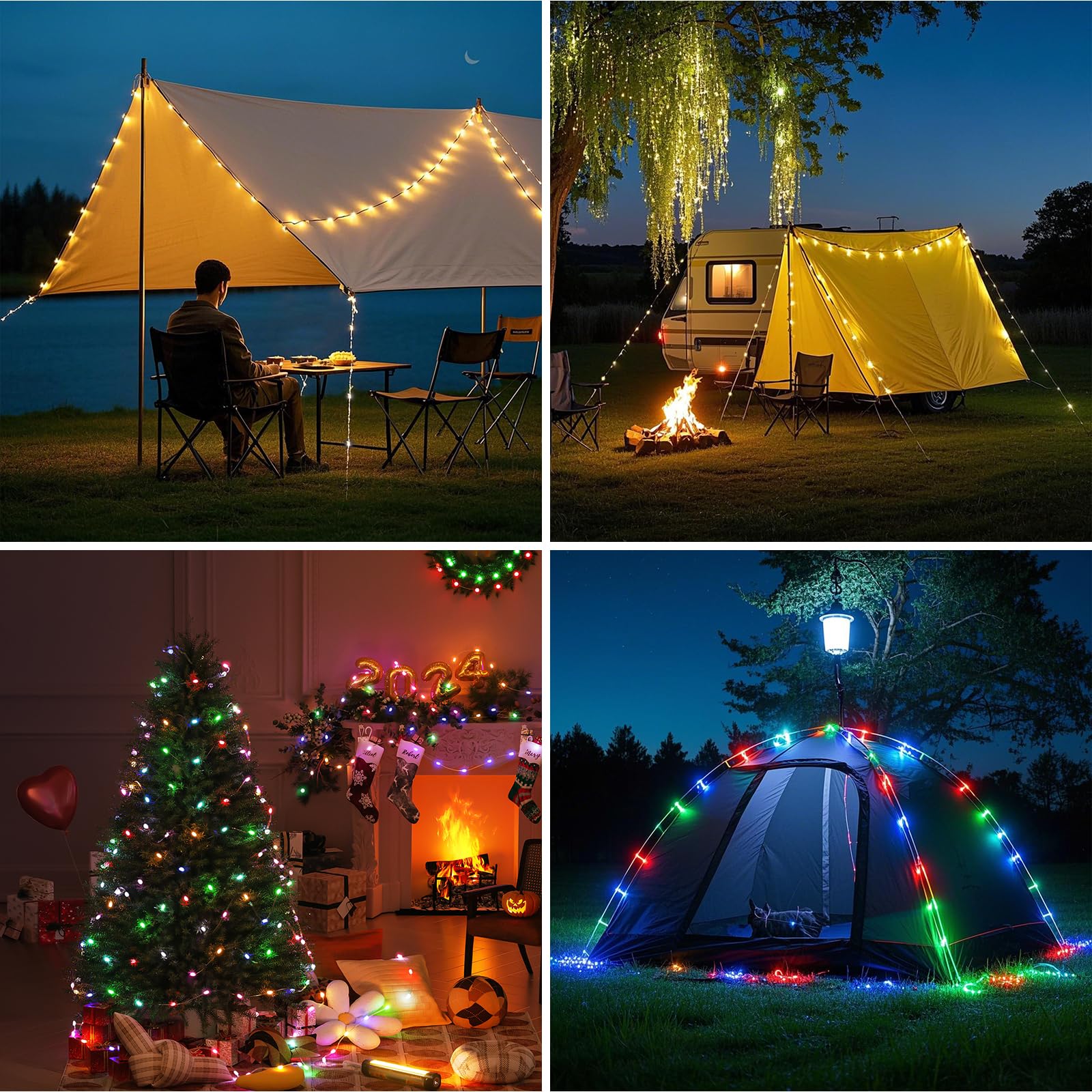 Spacelumen Christmas String Lights, 15M Outdoor Stowable Fairy Lights with 9 Lighting Modes, USB Camping Lights - Image 4
