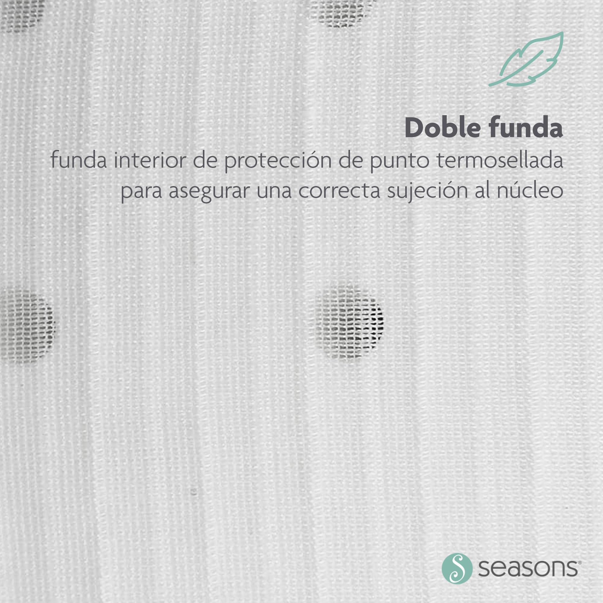 SEASONS - Almohada Viscoelástica 90 cm para Niños, Doble Funda con Cremallera, Almohada Baja de 9 cm, Transpirable, Tejido Exterior con Estrellas, Fabricado en España