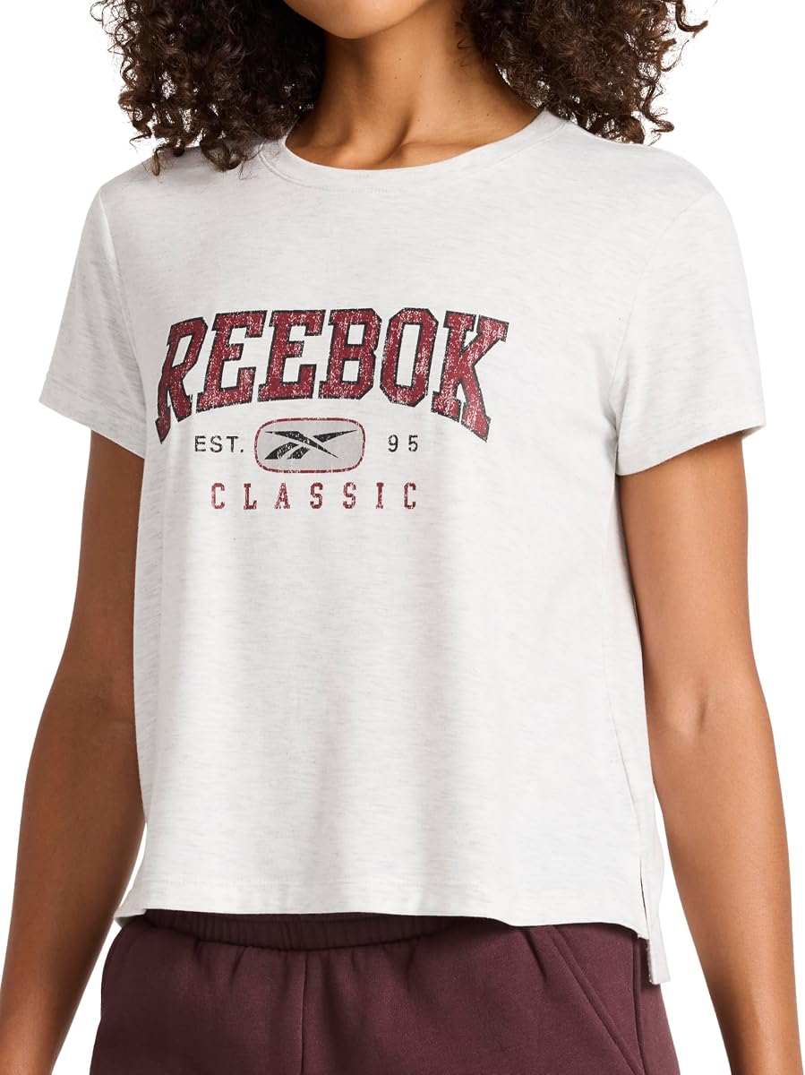 Camiseta recortada clásica con gráfico atlético y cuello redondo para mujer