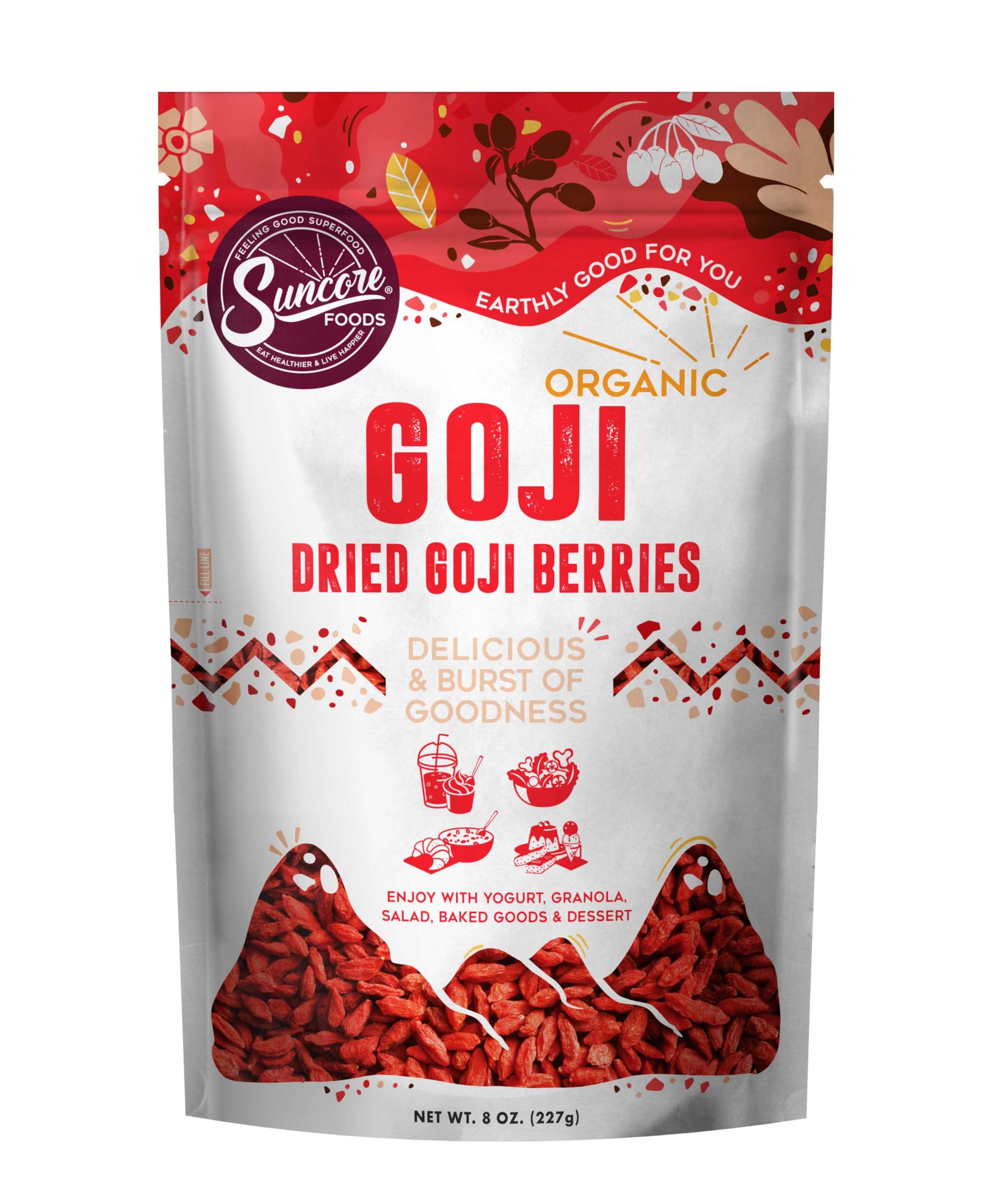 Suncore Foods Suncore Foods Dried Goji Berries, Gluten-Free, Non-GMO, 8oz (1 Pack)