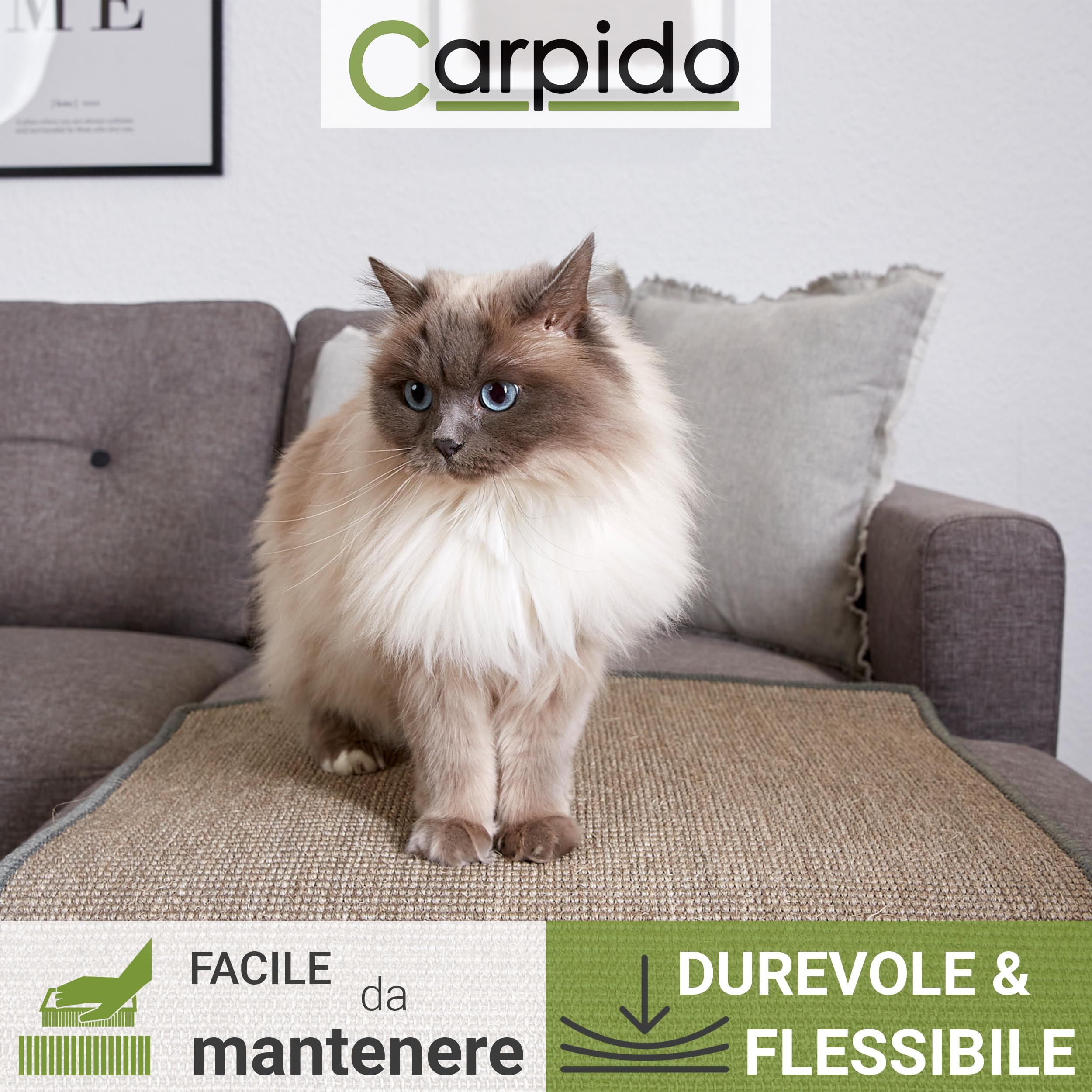 Tappetino naturale per gatti Grigio Set da 2 pezzi 60 x 80cm - Tappetino in sisal per gatti - Tappeto robusto da graffiare per il pavimento - Durevole