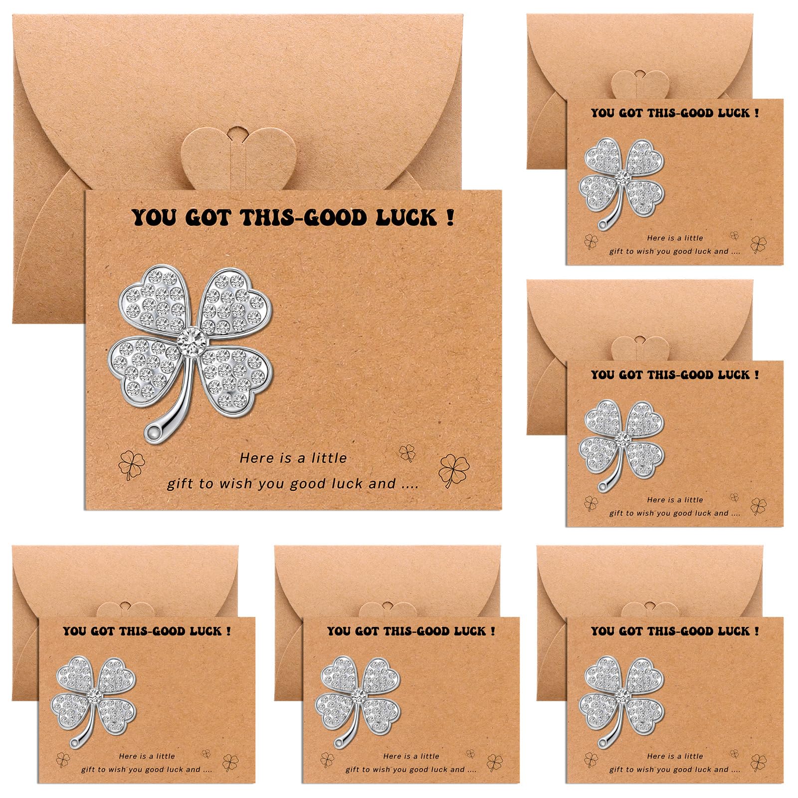 12 Sets Four Leaf Clover Charm with Envelope Lucky Cards Good Luck Charm Lucky Clover Token Four-Leaf Keepsake YOU GOT THIS GOOD LUCK! Good Luck Gifts for Women Friends Family