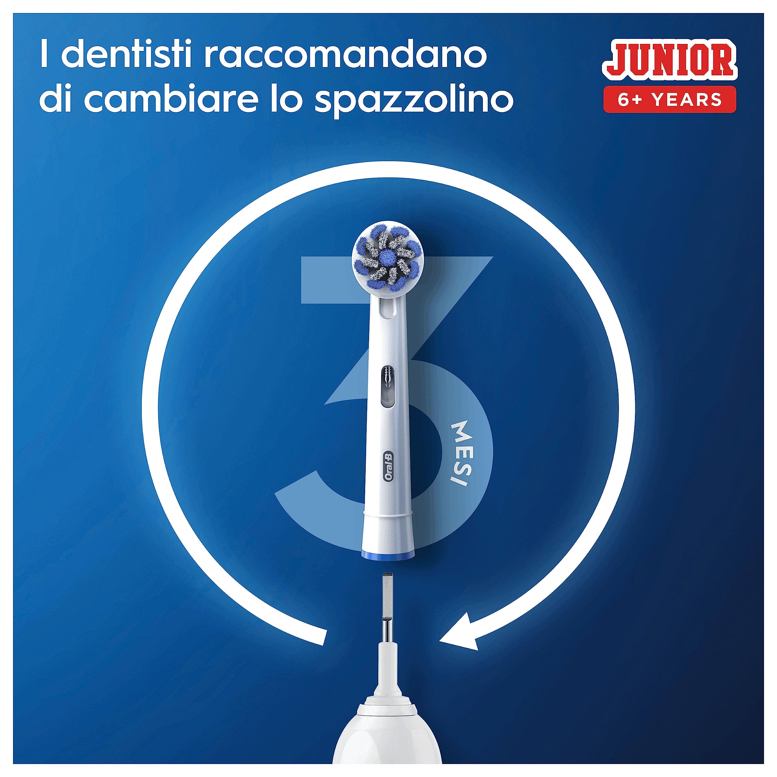 Oral-B Spazzolino Elettrico Ricaricabile Junior Minnie +6 Anni, 2 Testine, 1 Spazzolino