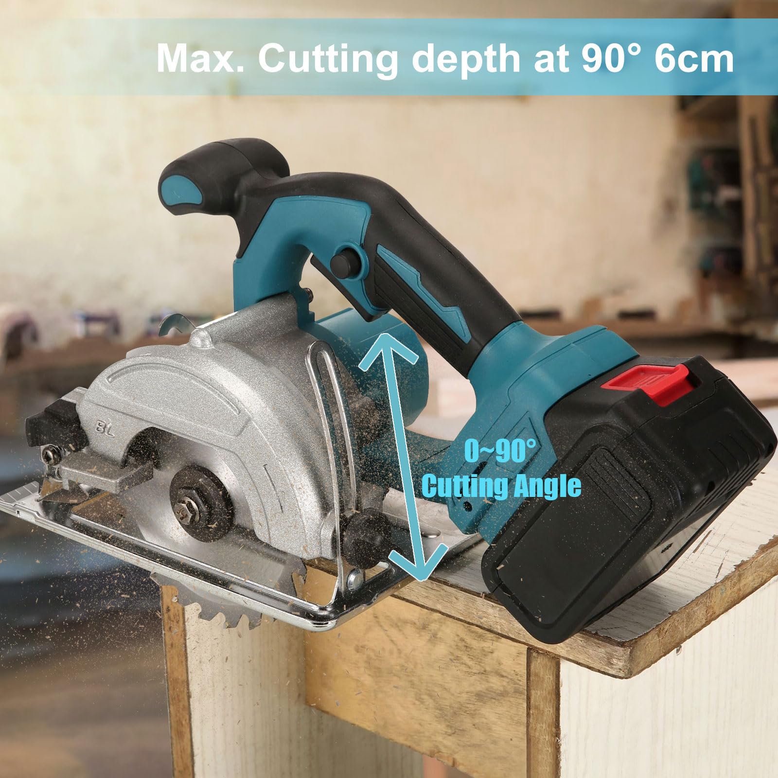 Sierra Circular Inalámbrica Compatible con Makita 18V Batería | con 3 Hojas de Sierra, Motor Sin Escobillas, Bisel de 0-45°, Profundidad 40mm, Cortar Madera Metal Blando