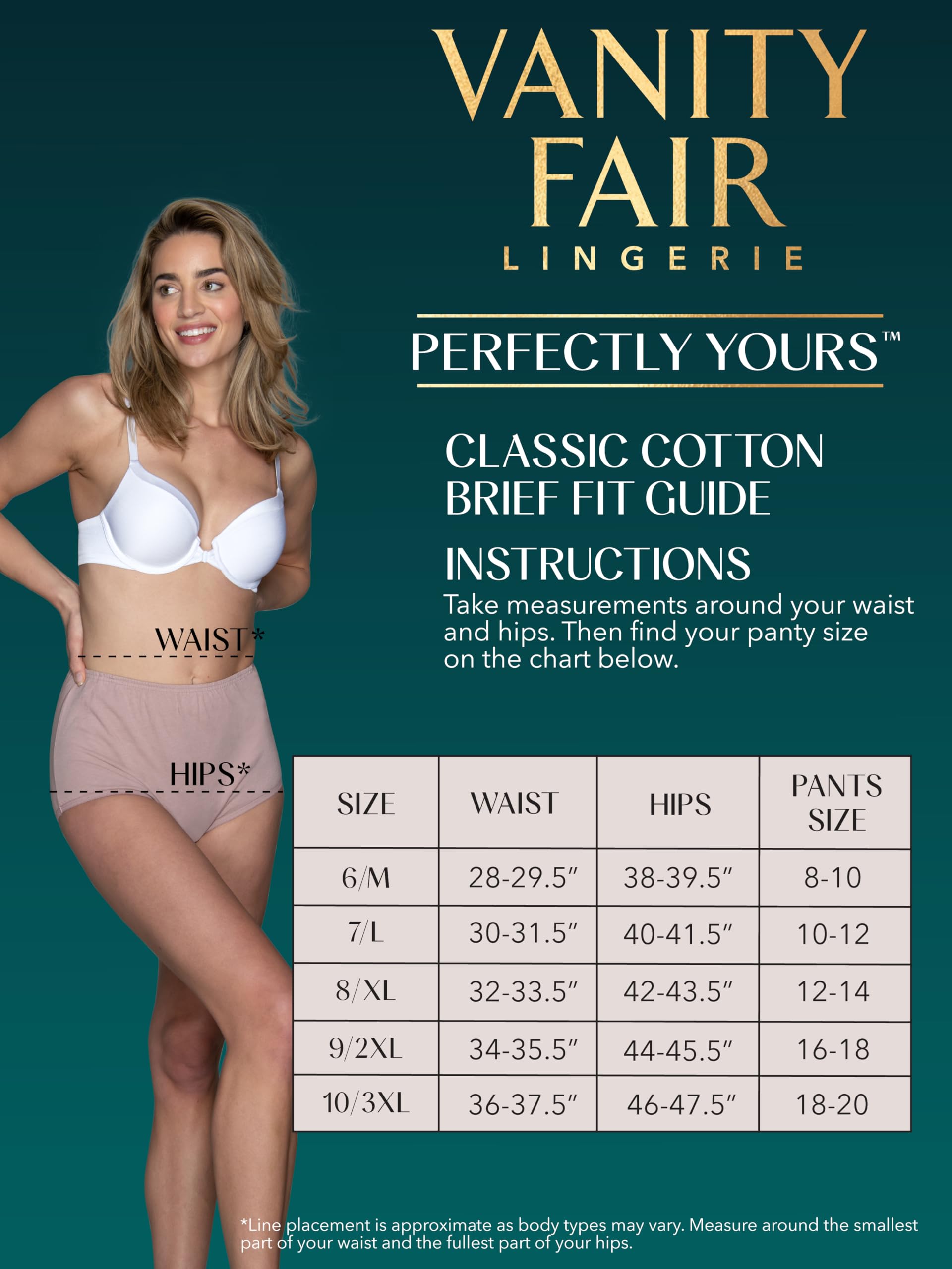 Vanity Fair Perfectly Yours Traditional Nylon Brief Panties Ropa Interior Mujer (Pack de 3)