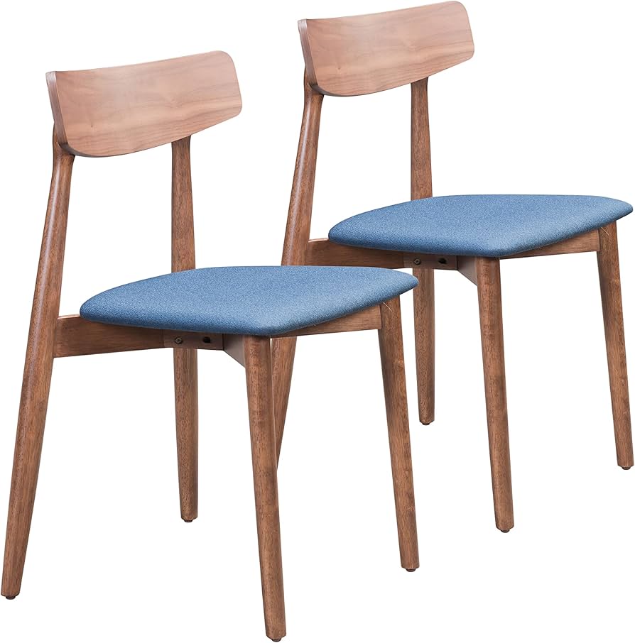 Amazon｜Zuo Newman ダイニングチェア ウォールナットとインクブルー