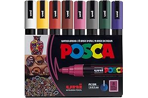 POSCA Markers Set: 8 Professional Markers for Dark Tones