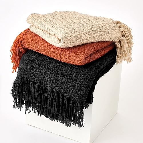 Miniatura 9 de HORIMOTE HOME Manta verde de punto grueso de gran tamaño para sofá, cama y sofá con estilo bohemio chic, patrón texturizado de tejido de cesta,