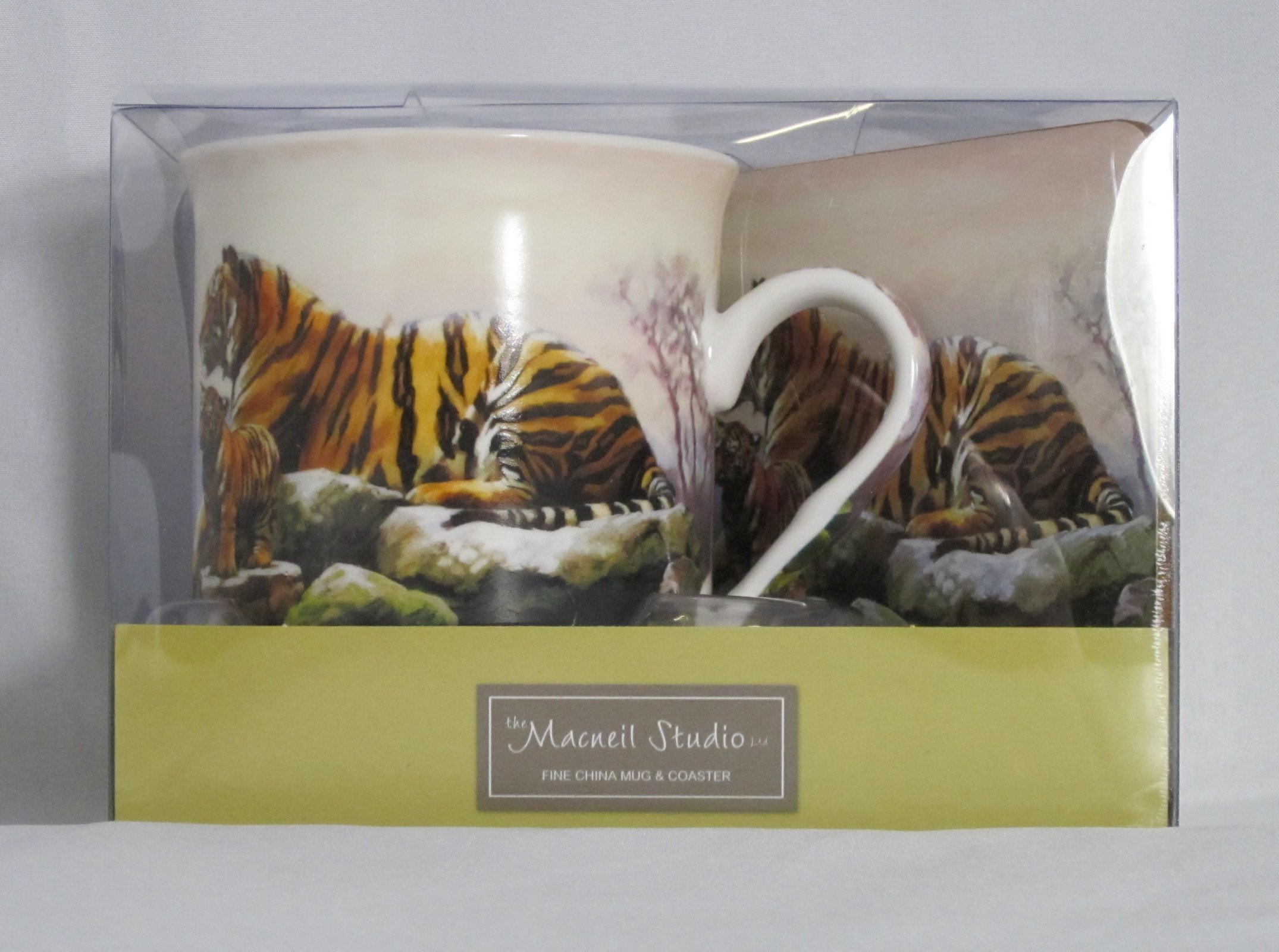 Tiger with Cub Mug and Coaster Set by The Macneil Studio