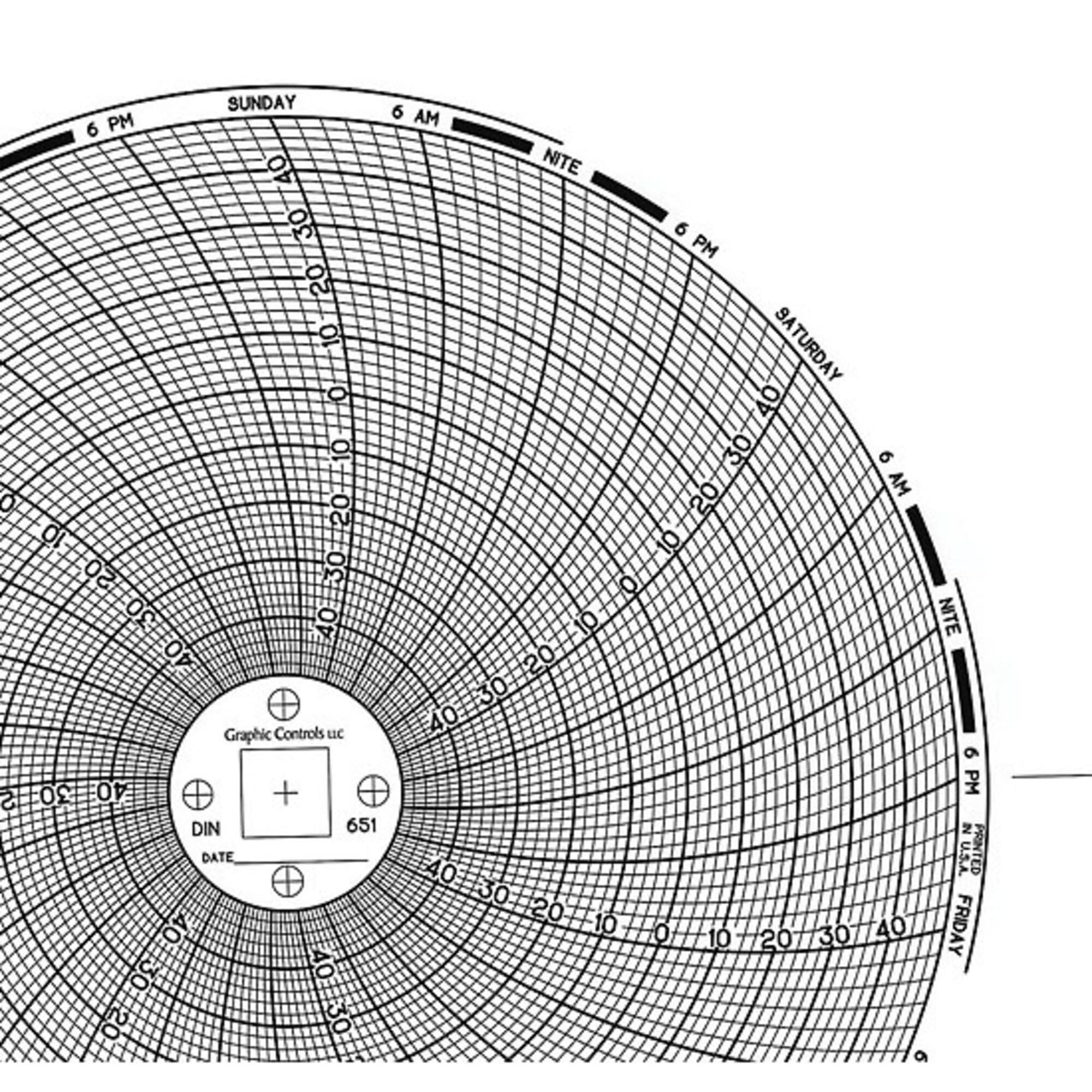 6 (in) Circular Chart Recorder Paper, -50 to 50 Uniform Spacing, No Units, 7 Days, 60/Box-picture-38