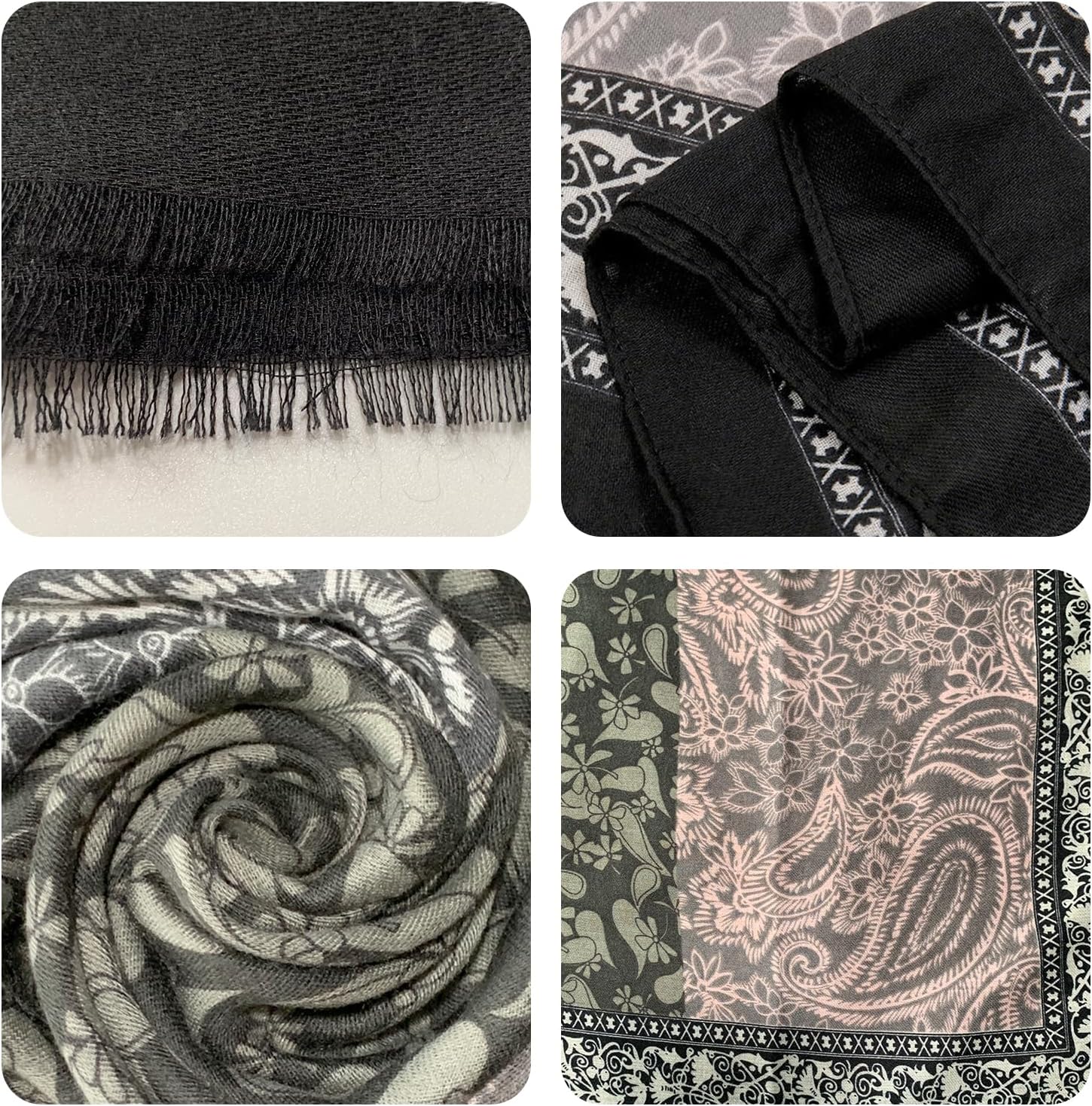 Paisley Pashmina Feel Shawls Wraps for Women Rave Scarf Soft Silky Exotic Boho All Seasons - Image 5