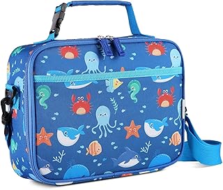 VASCHY Borsa Porta Pranzo, Borsa Termica con Tracolla Borse Frigo Oceano Borse Porta Alimenti Bambini Borsa da Picnic Scuola