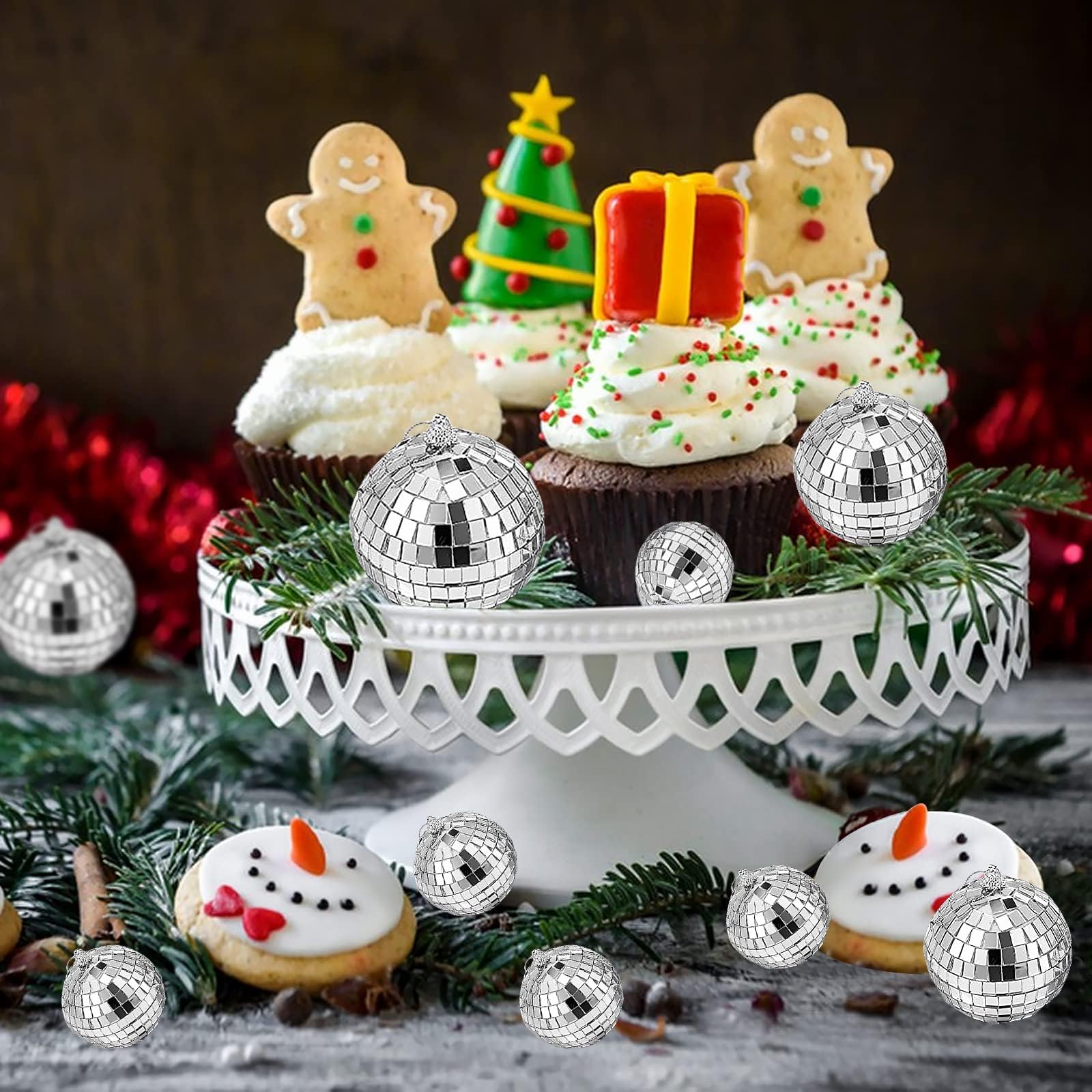 Petites Boules à Facettes 6 Pièces - Boule Disco Miroir 5cm Mini Argent pour Disco Fever Années Bar Fête Sapin De Noël