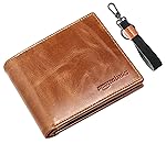 amazon basics Genuine Leather Wallet, Keyring & in Gift Box Packaging- Classic Men’s Gifting Combo (Tan Brown)