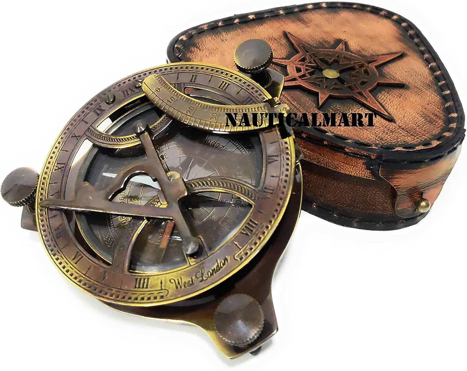 5" Brass Sundial Compass Solid Brass Sundial Compass (Black Antique)