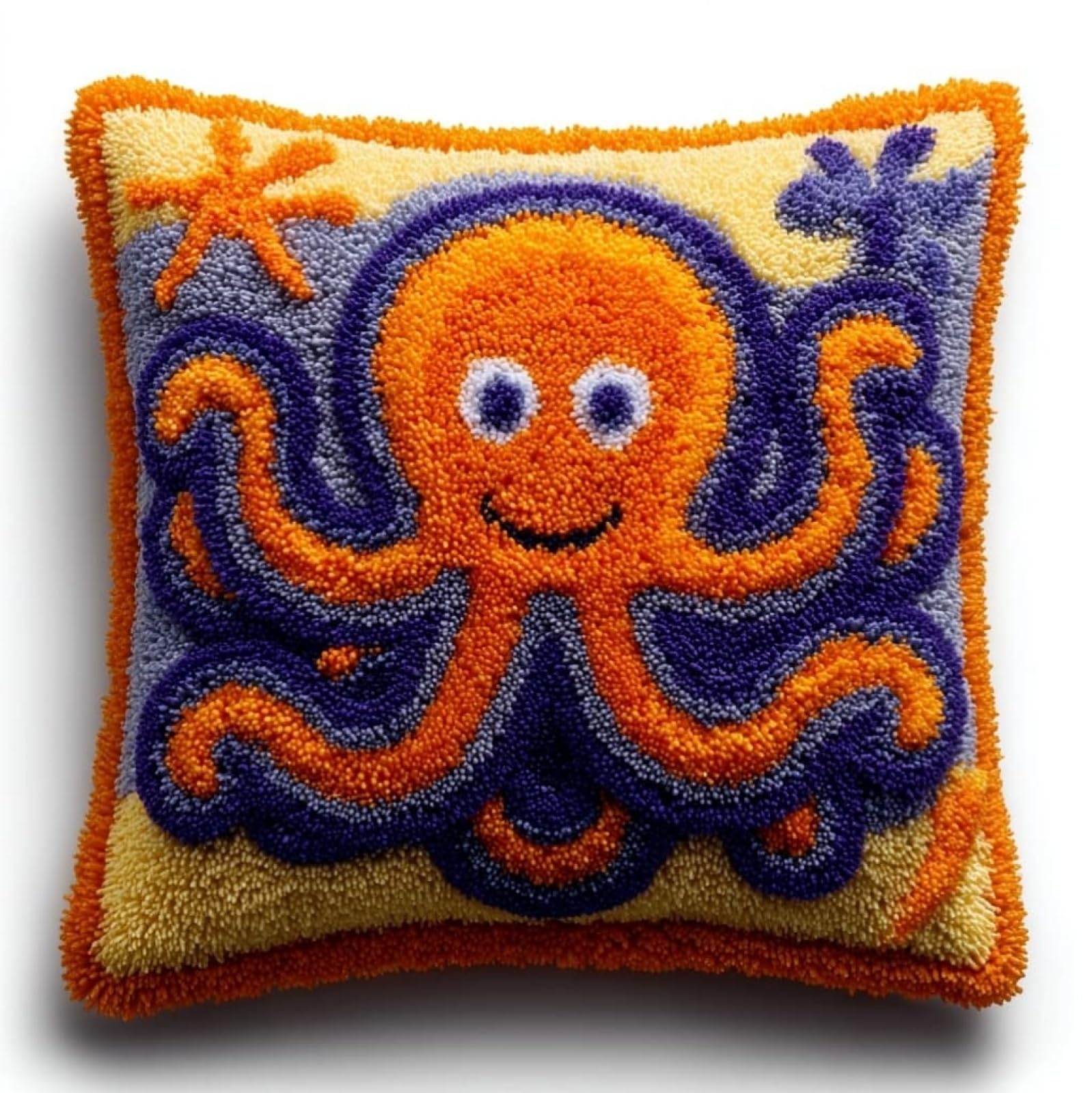WallustrioaW Latch Hook Kit Cushion,Cartoon Octopus