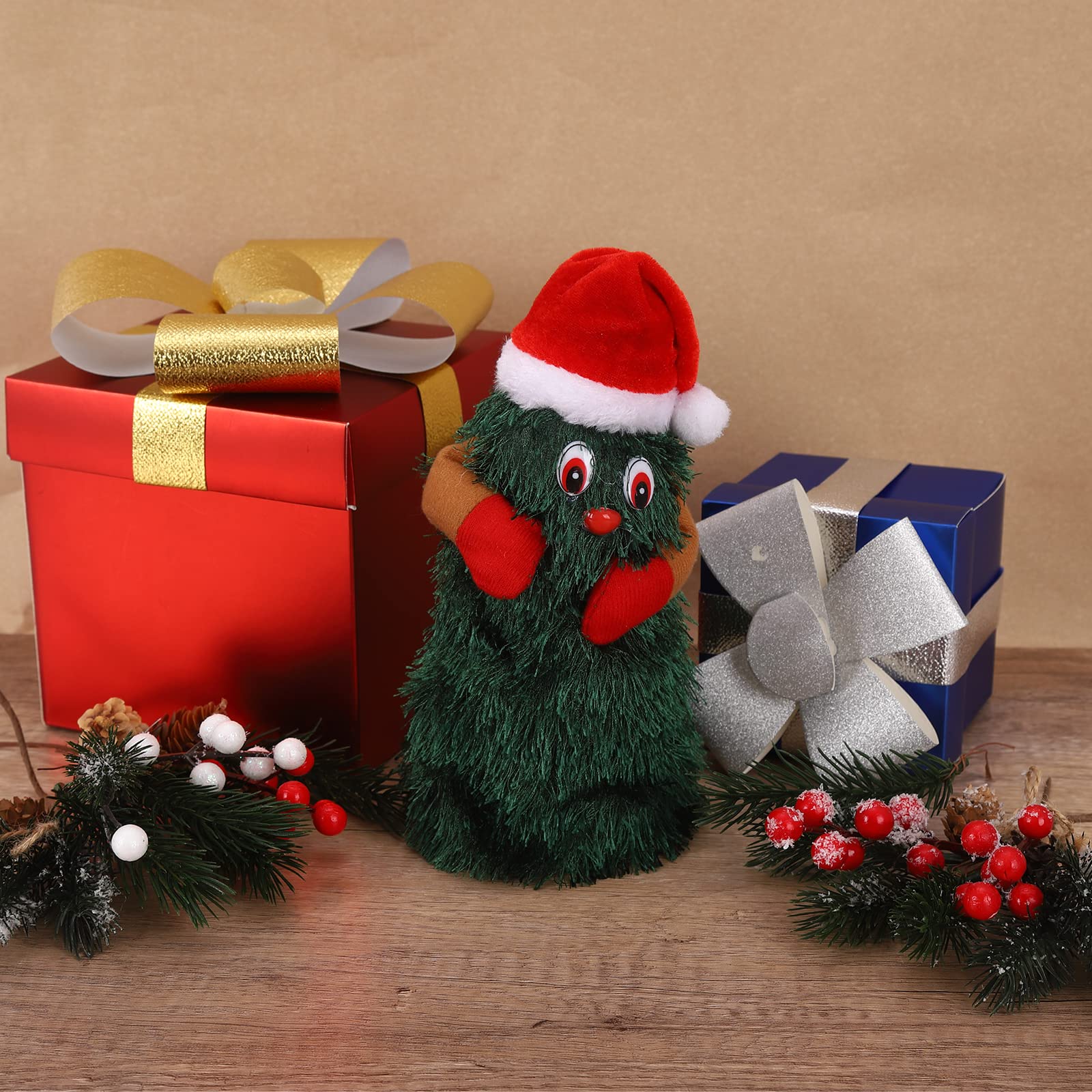 UPQRSG Sapin de Noël Dansant Rotatif Chantant, Décorations de Noël Animées, Décorations Musicales de Noël À LED, Sapin de Noël Électrique en Plastique de Musique