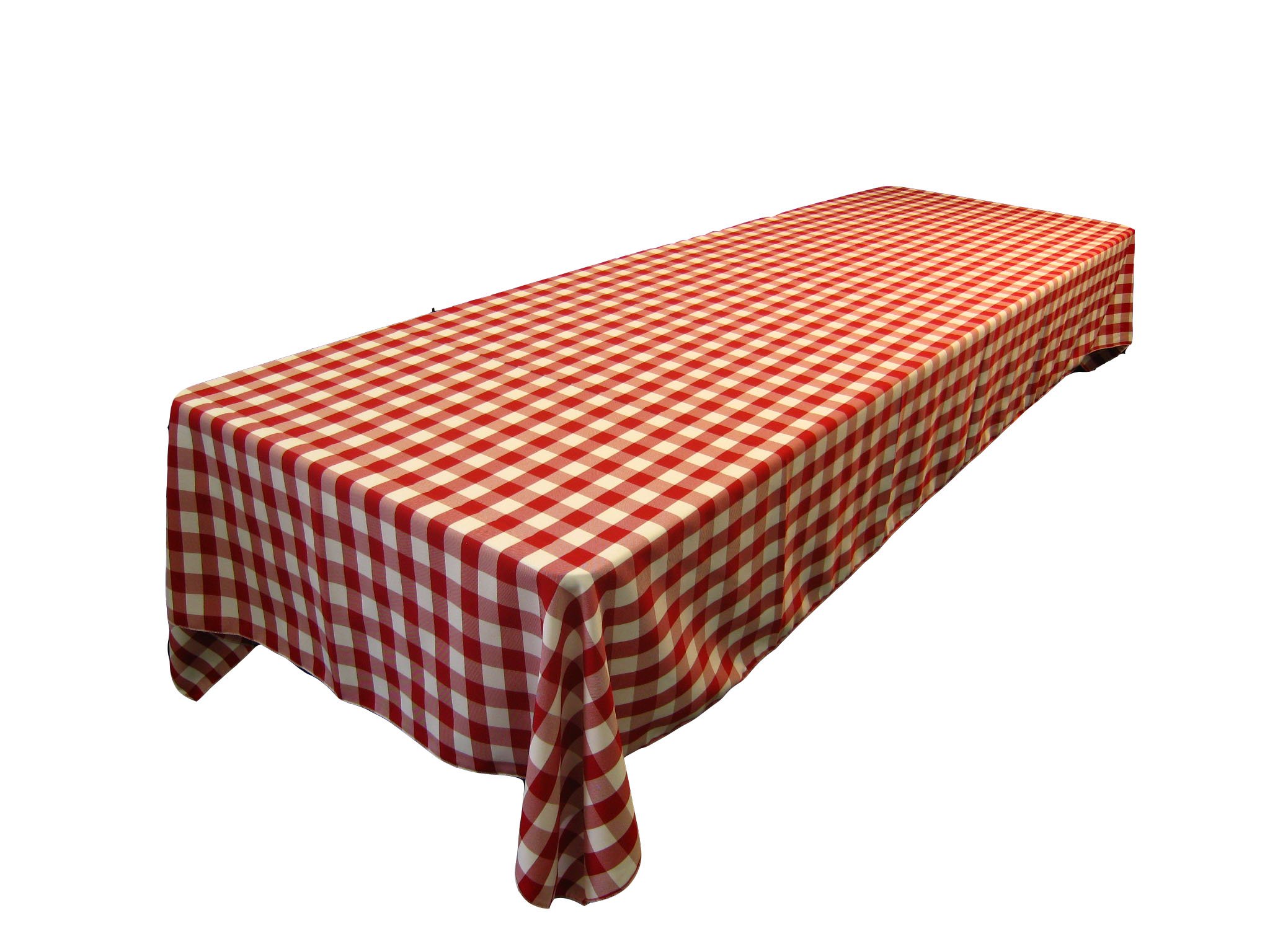 La Lino Gingham a Cuadros Rectangular Mantel, poliéster, Red/White, 152.4 x 259 x 0.04 cm