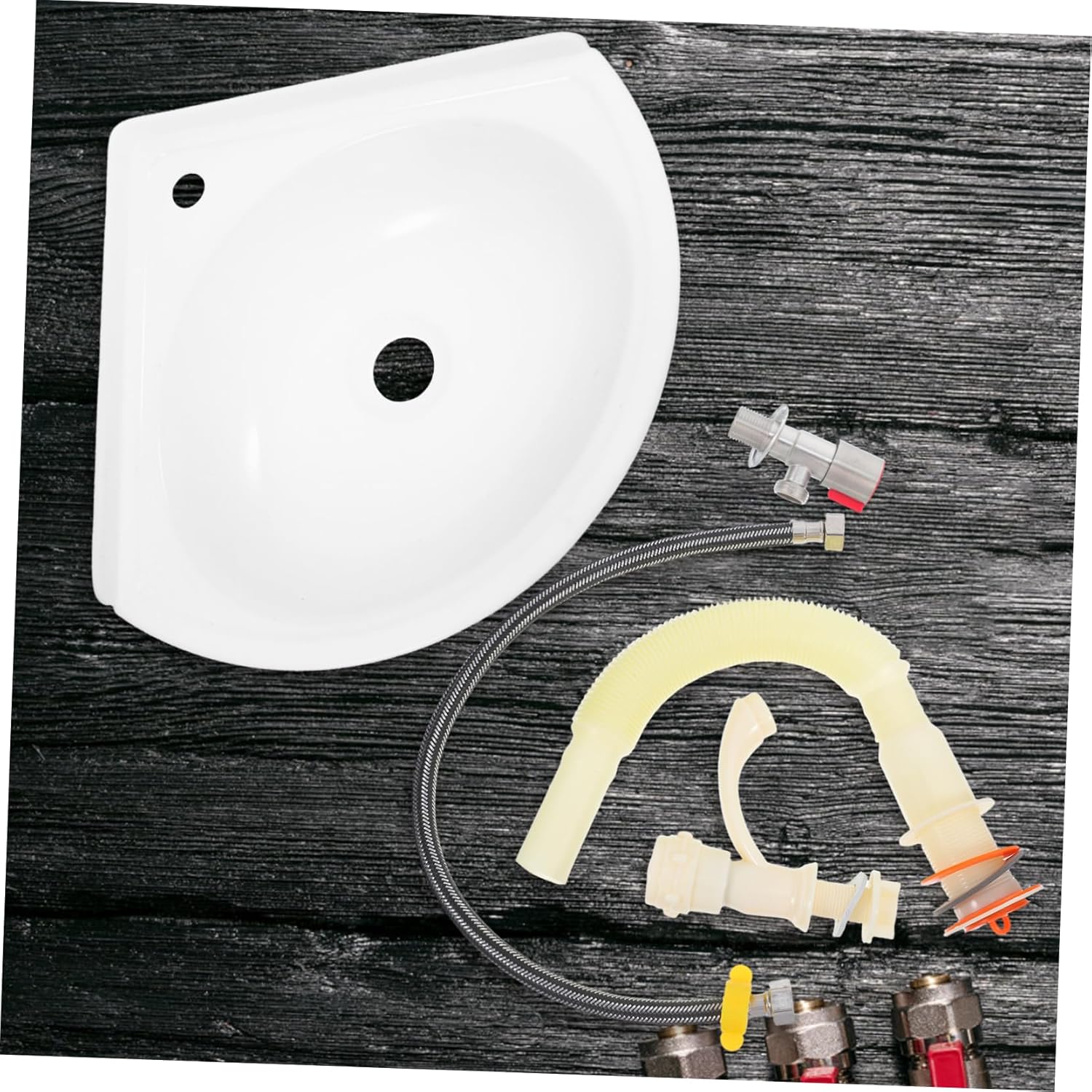 Veemoon Triangular Plastic Washbasin for Spaces Easy Installation Space Saving Design for Home Garage and Camper Bathrooms