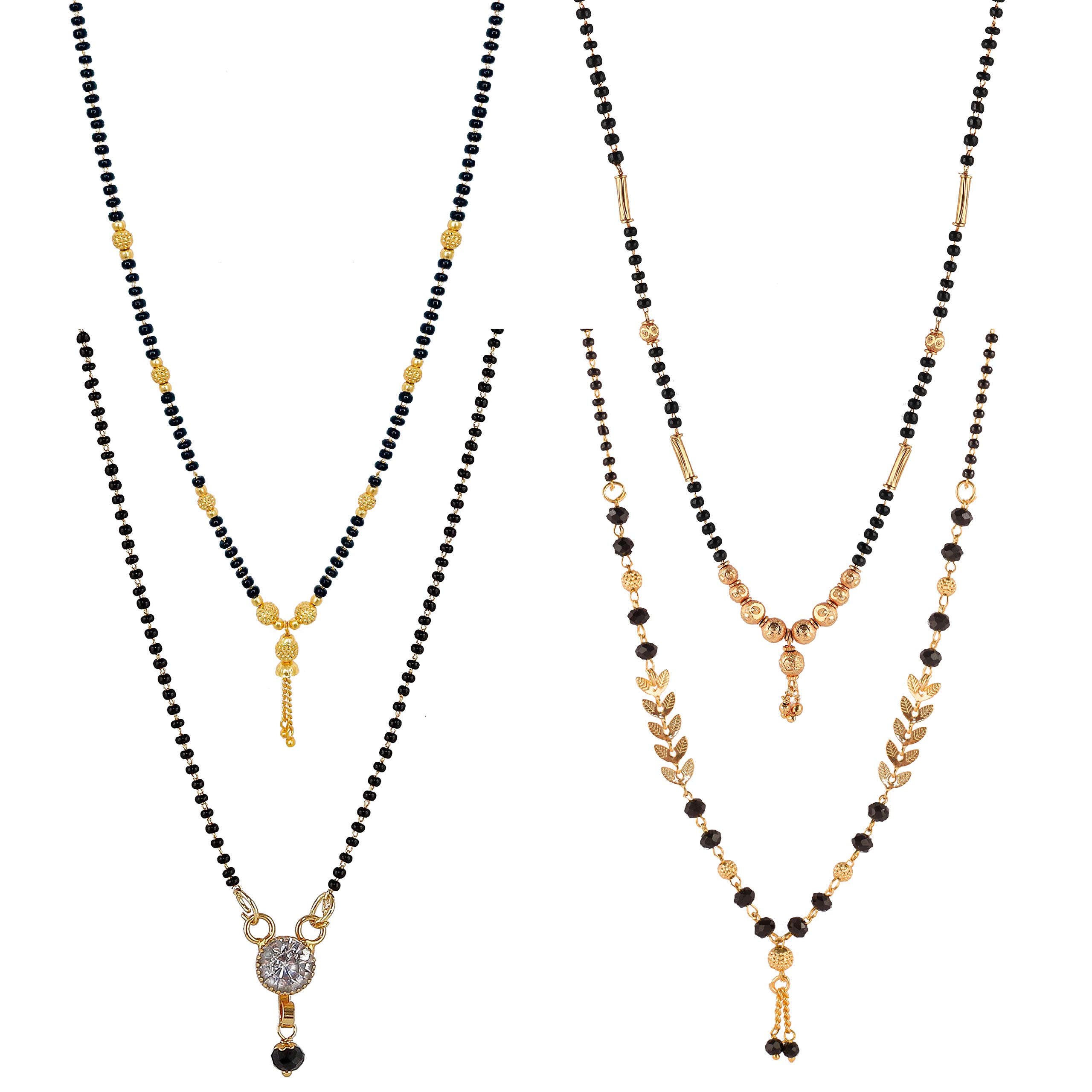 Brado Jewellery Exclusive Gold Plated Beautiful Combo of 4 Mangalsutra Tanmaniya Nallapusalu Necklace Pendant Black Bead Golden Chain For Women and Girls (B0918FFW6Y) Amazon Price History, Amazon Price Tracker