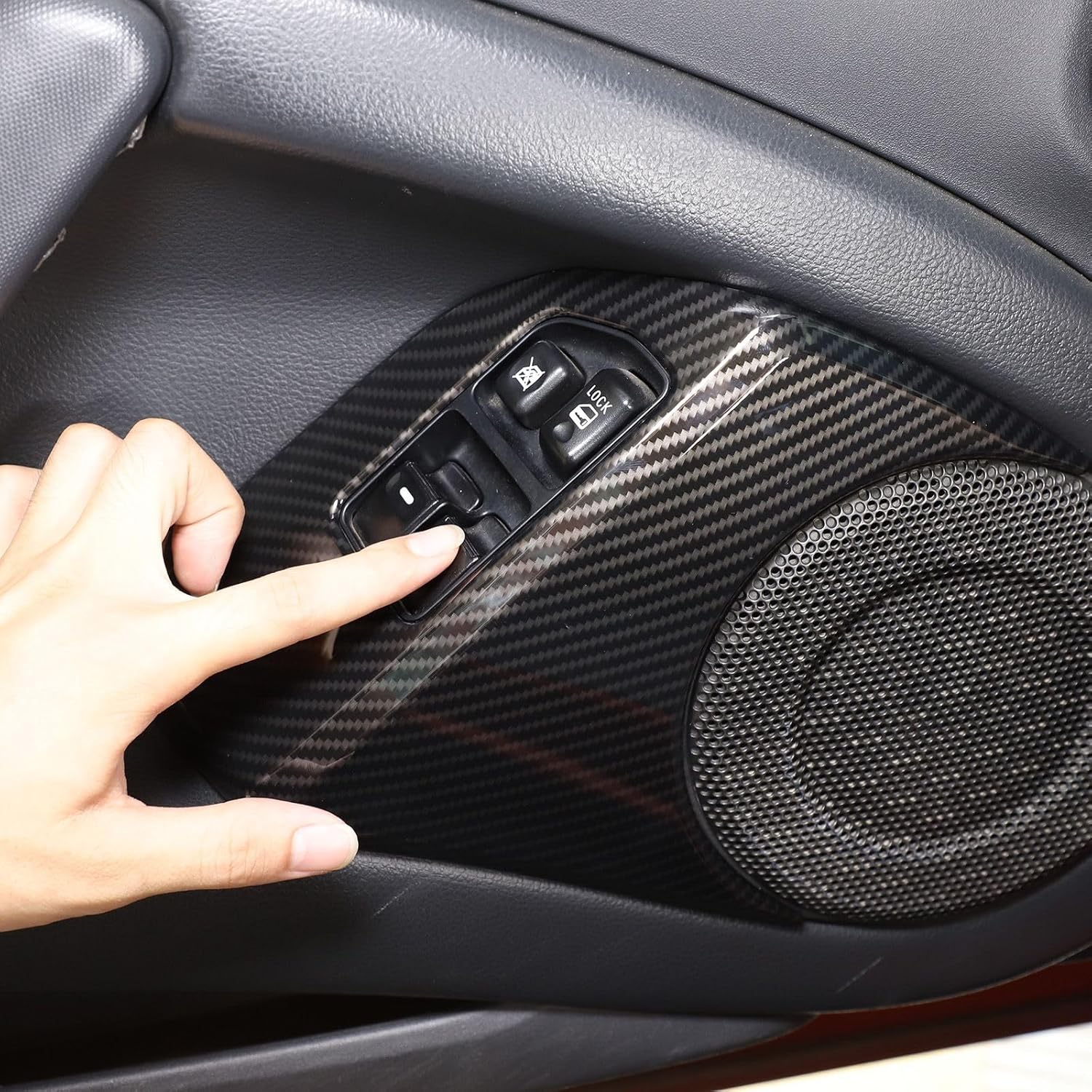 TOYCIDFG Door Panel Window Lift Switch Frame Cover Trim Compatible with Mitsubishi Eclipse 2006 2007 2008 2009 2010 2011, Car Interior Decoration Accessories (Carbon Fiber Pattern)