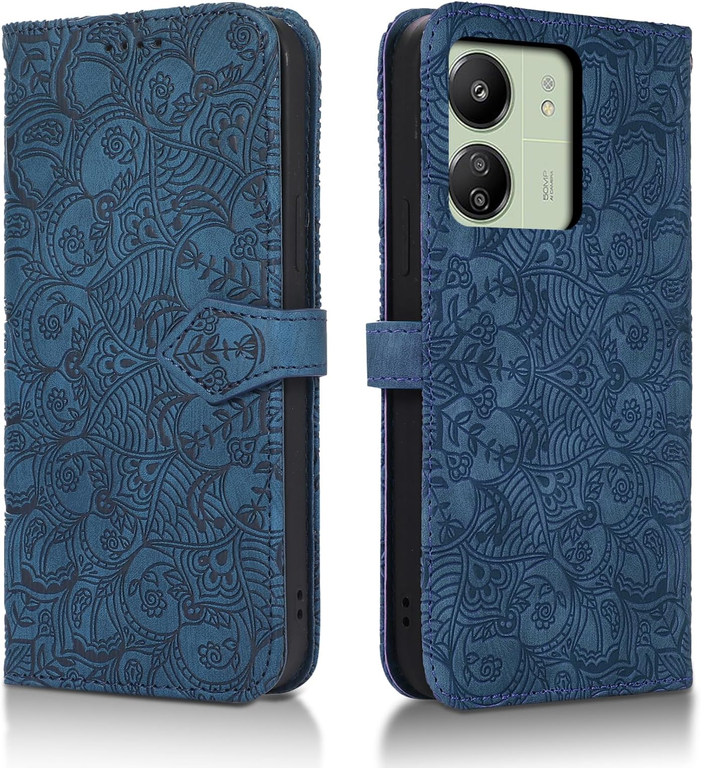 JIUNINE Cover per Xiaomi Poco C65 / Redmi 13C 4G, Custodia Libro in Pelle Portafoglio Flip Case Antiurto con Modello di Cane e Gatto [Porta Carte] [ Magnetica] [Interno TPU], Oro