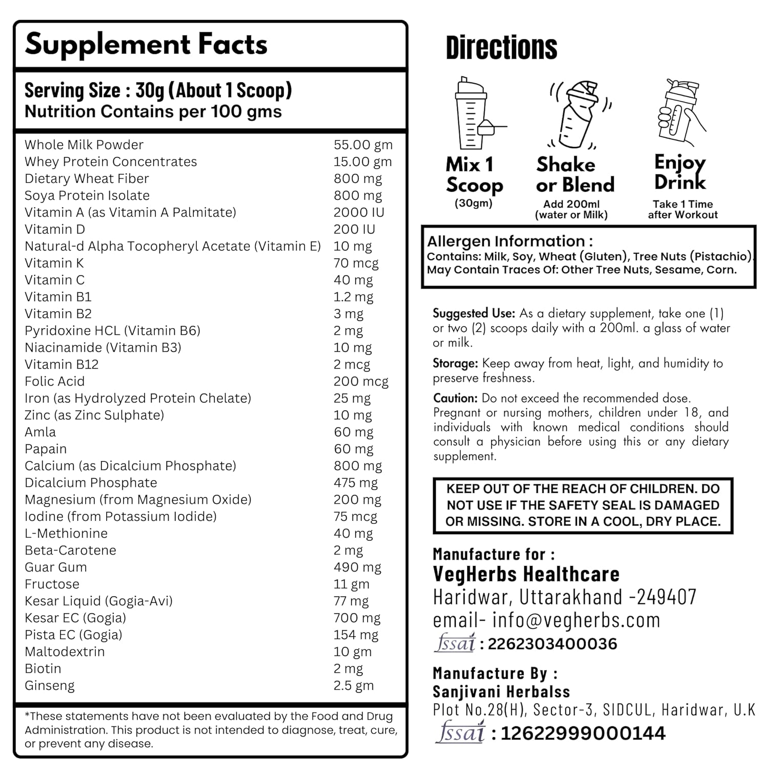 Vegherbs original height Veda Supreme Formula Powder 400 G with Double Strength 30 Capsules Vegherbs original height Veda Supreme Formula Powder 400 G with Double Strength 30 Capsules