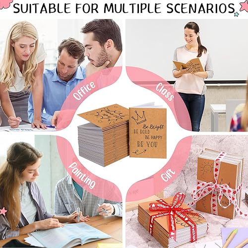 Miniatura 5 de Chinco Paquete de 48 cuadernos inspiradores de papel kraft para regalo a granel, cuadernos motivacionales, pequeños bolsillos inspiradores para