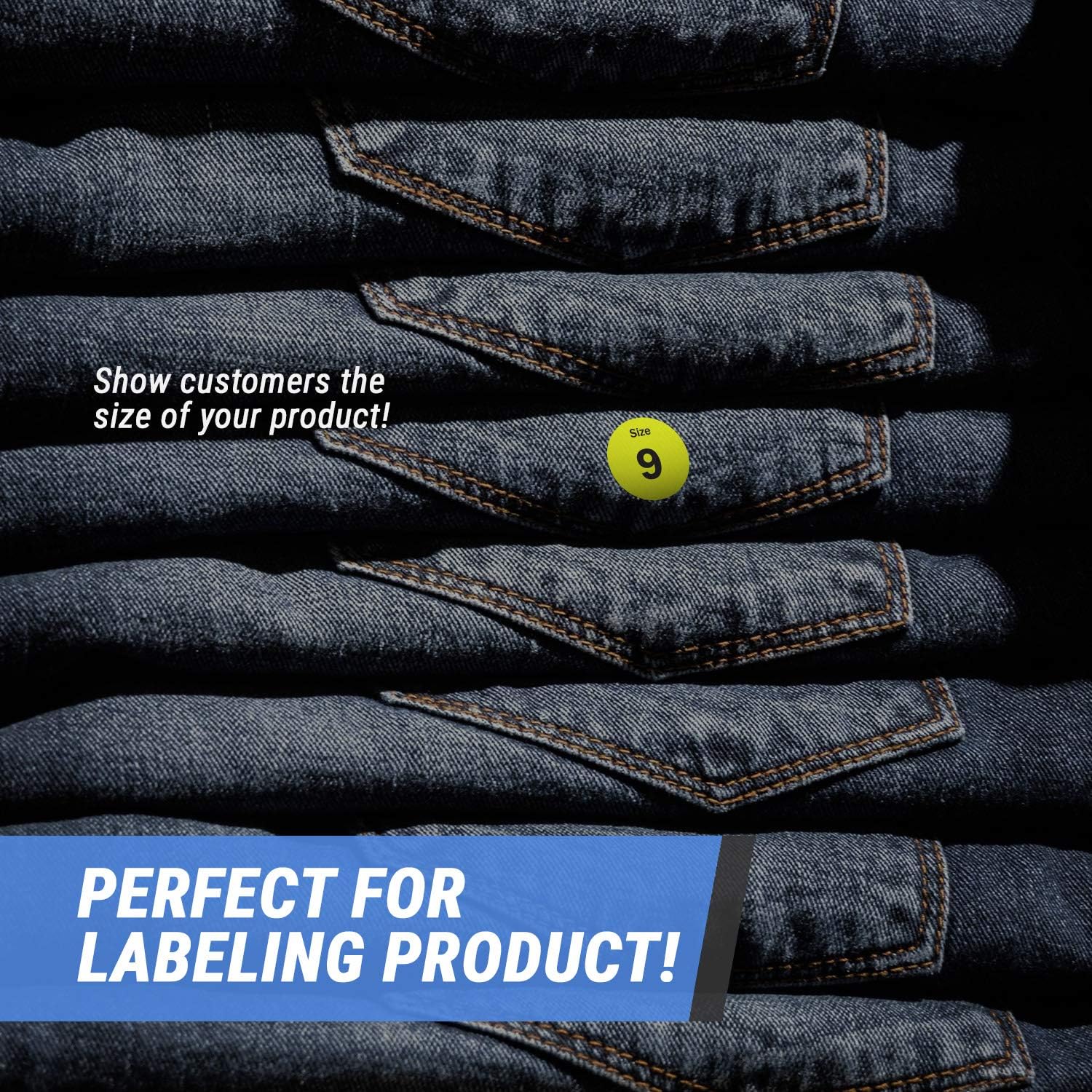 1500 Shoe Size 9 Labels, 0.75 Inch Round Retail Clothing Measurement Numbers Sticky Adhesive Label Inventory Organization Label Stickers - 5 Rolls of 300