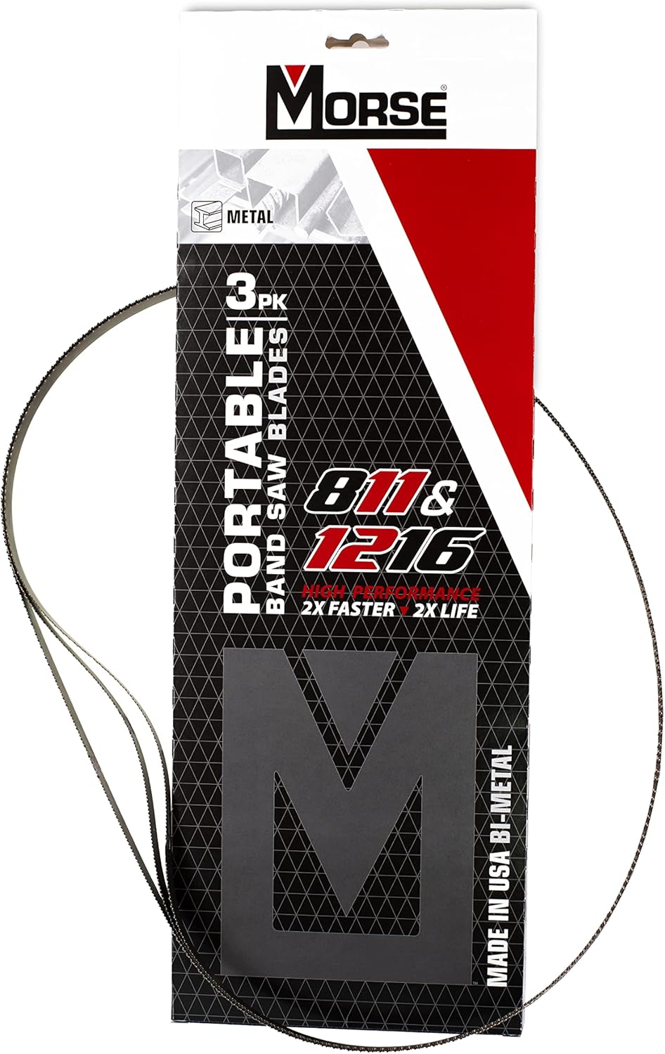 Morse 1216 Bimetal Portable Bandsaw Blade, 44-7/8 x 1/2 x .020 x 12/16 TPI, 3 Pack (002738/ZWEP441216MC)