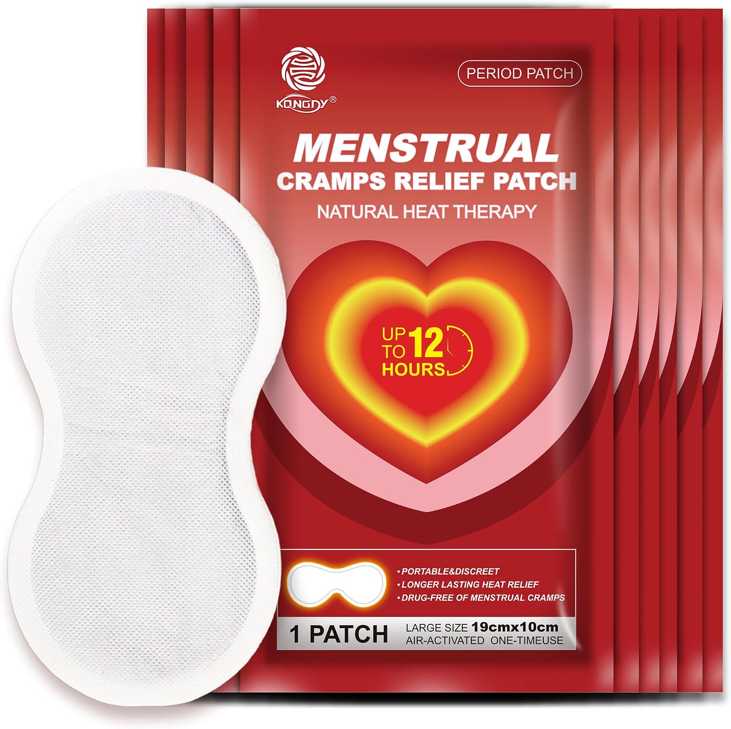 KONGDY 10 Counts Menstrual Relief Heat Patches, Period Cramp Relief Patch, Portable Air-Activated Heating Patch for Lower Abdominal & Back Ache