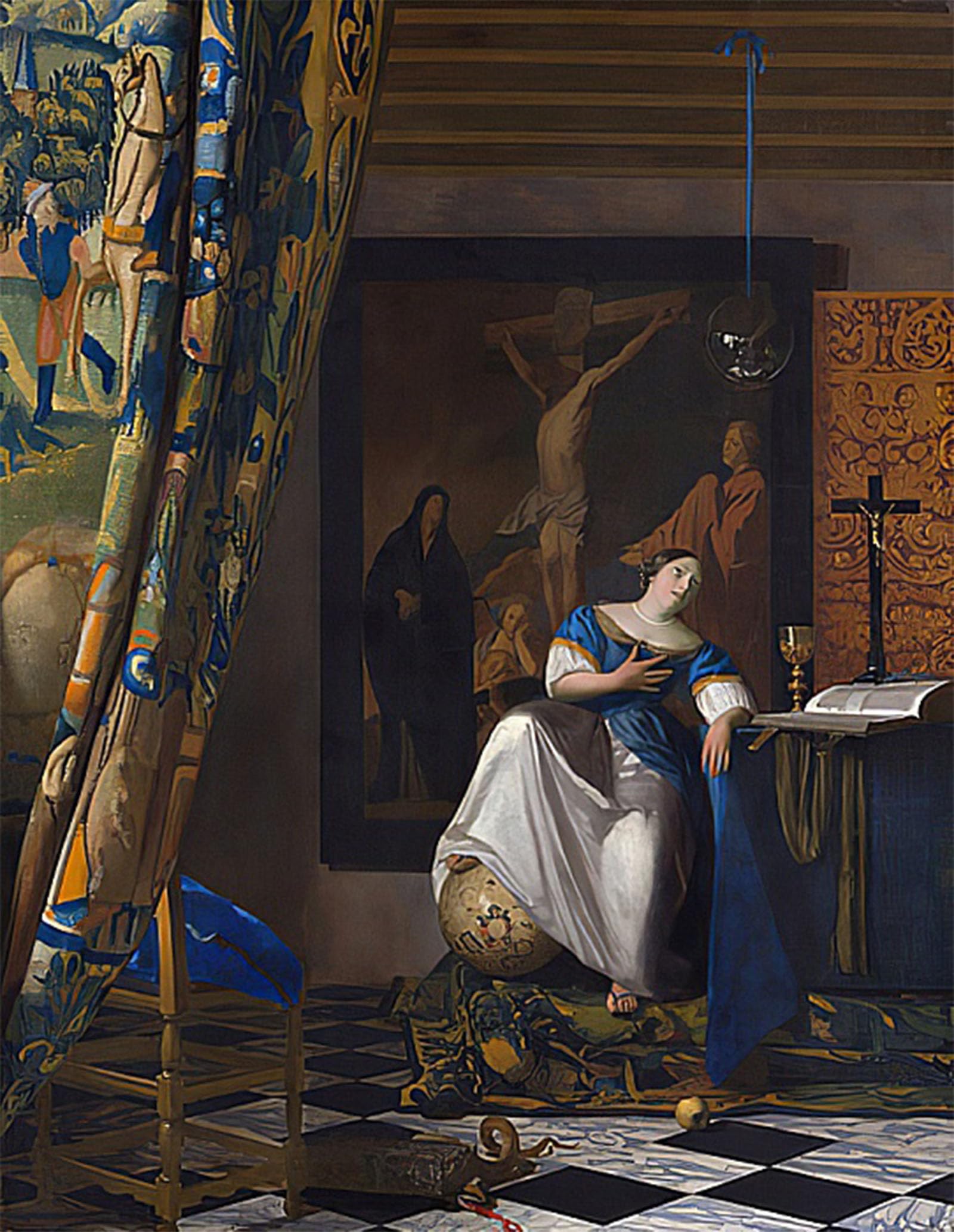 SERENDIPITP Retro Picture Poster Wall Art Pictures Painting Allegory of the catholic faith. by Jan Vermeer van Delft Wall Art Canvas Print for Wall Decor 60x90cm