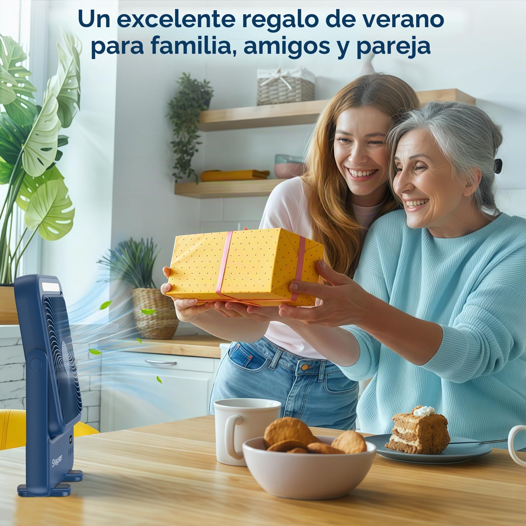 Ventilador Portatil 20000mAh Camping Ventilador USB con Luz LED,4 Velocidades,12-43 Horas de Funcionamiento,Pantalla Inteligente,Bajo Ruido, para Oficina/Hogar/Viajar/Acampar (Azul)
